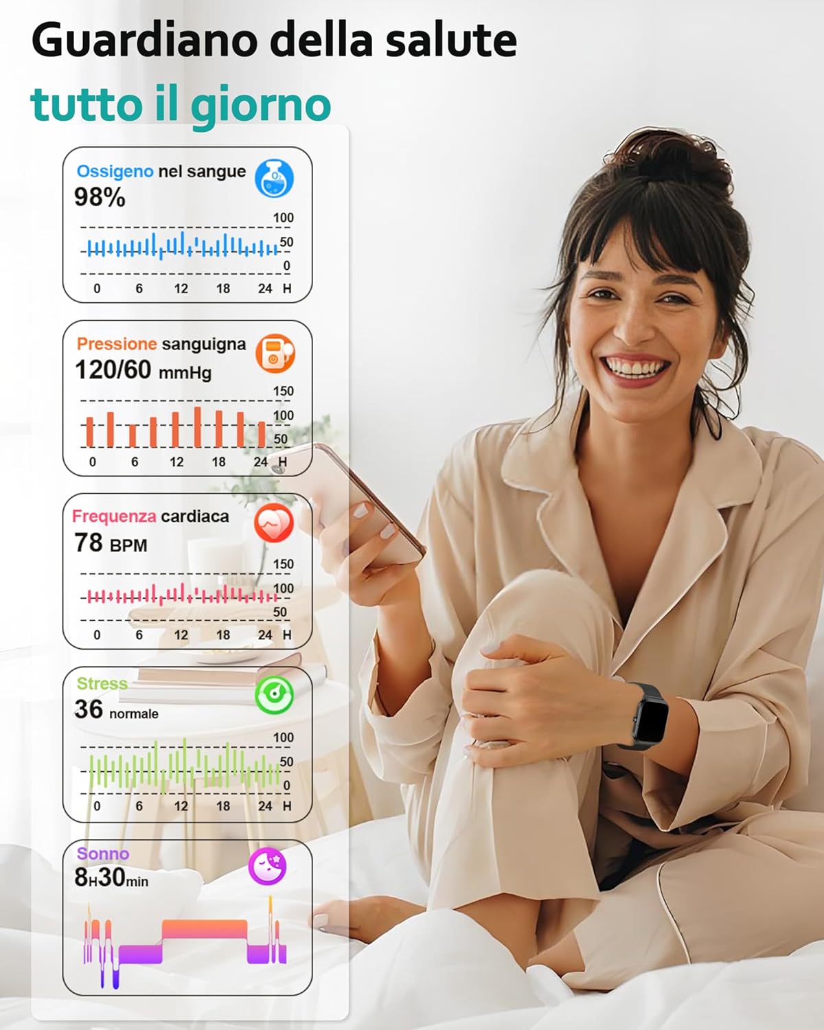 Thumbnail 2 de Popglory Smartwatch Uomo Donna 1.85": fitness avanzato, chiamate e assistente AI