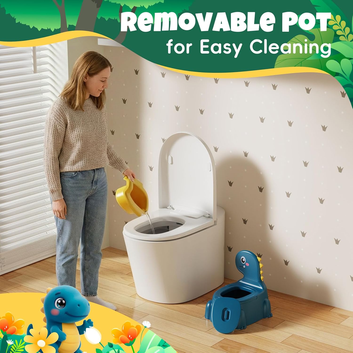 Thumbnail 3 de Dinosaur Potty Training Toilet for Toddlers – Blue (1–6 years)