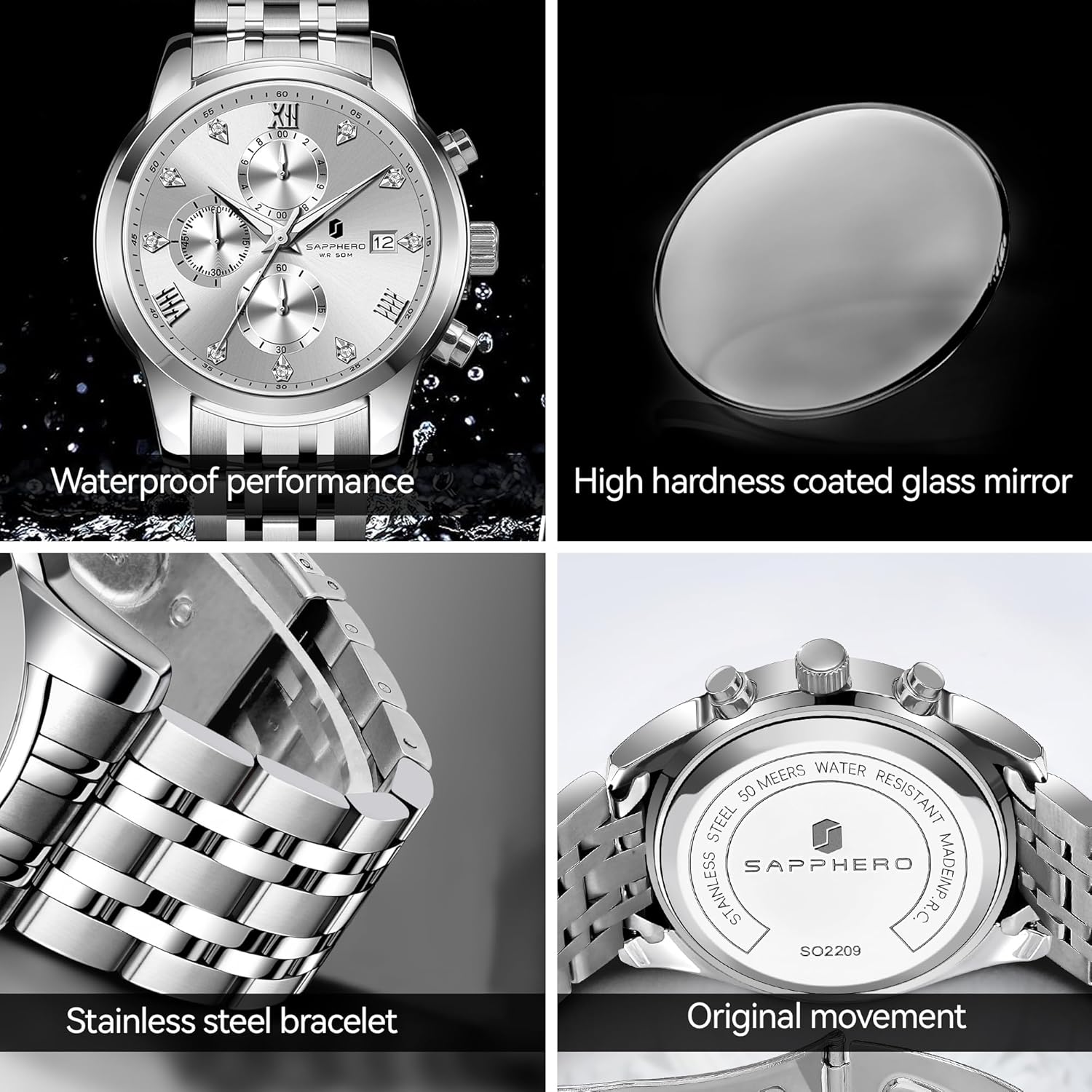 Detalle de SAPPHERO Montre Ronde 50M