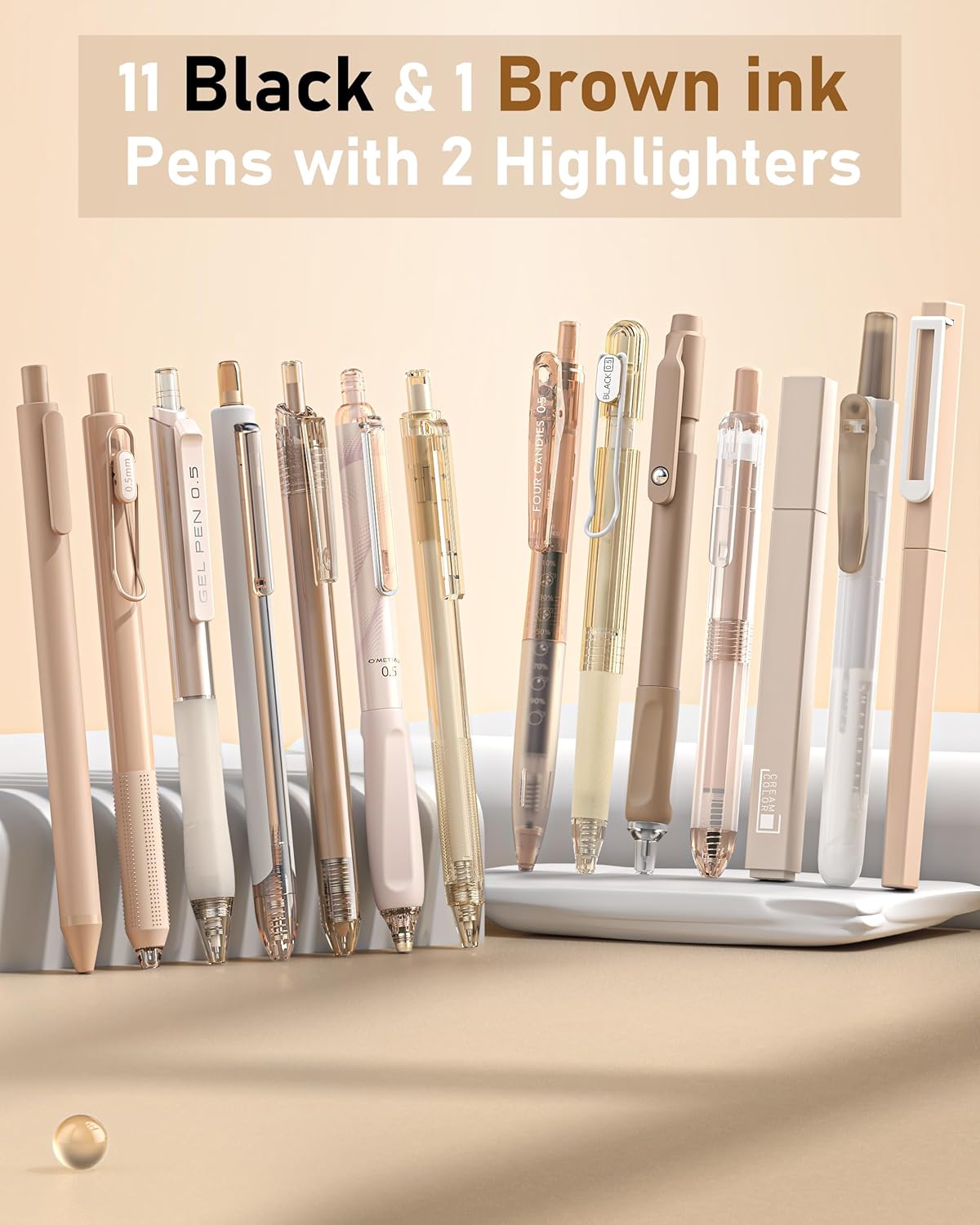 Thumbnail 1 de Four Candies 14-Pack Pastel Gel Ink Pen Set – 0.5mm Retractable, Brown