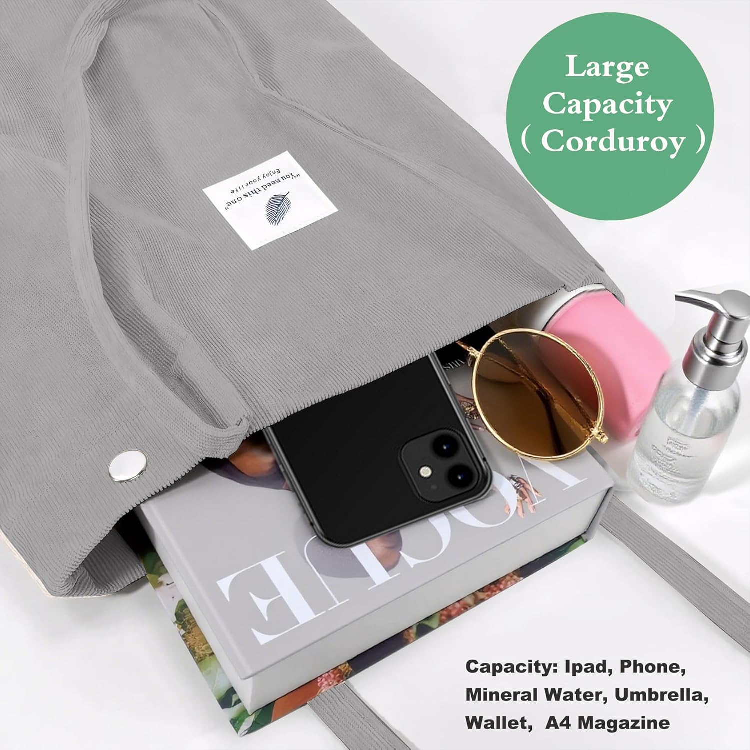 Detalle 2 de ZhengYue Corduroy Totes Bag – Practical Corduroy Shoulder Tote for Everyday Use