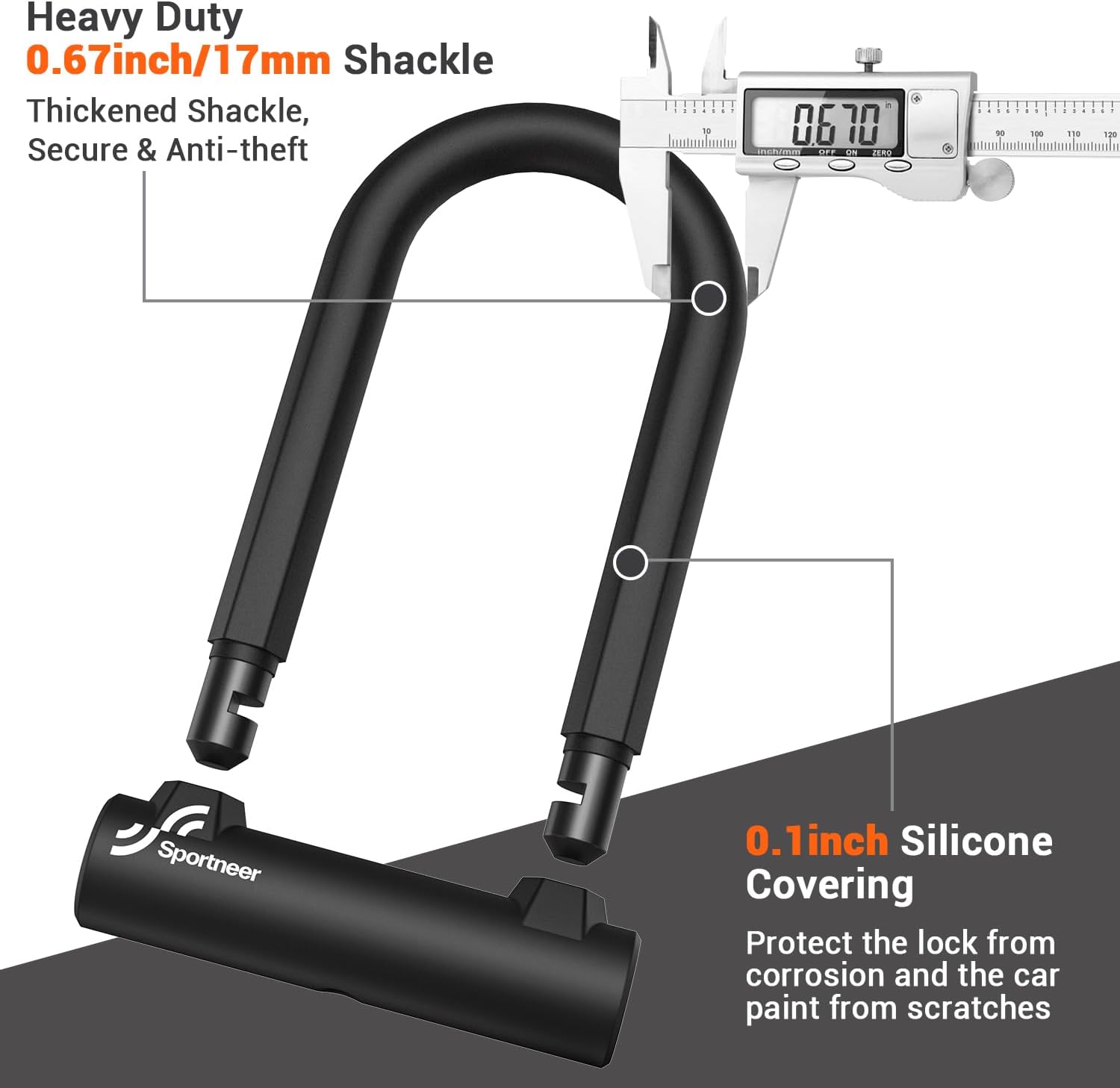 Detalle 2 de Sportneer Bike Lock 17mm D Lock