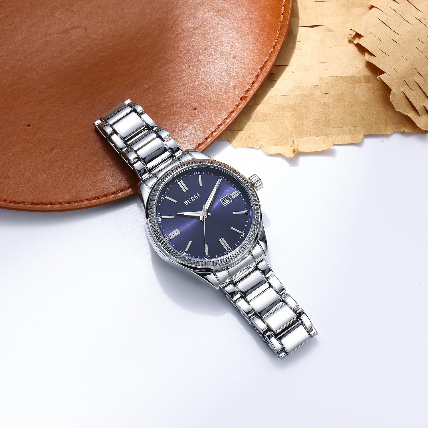 Thumbnail 3 de BUREI Herrenuhr Quarz Edelstahl 40 mm