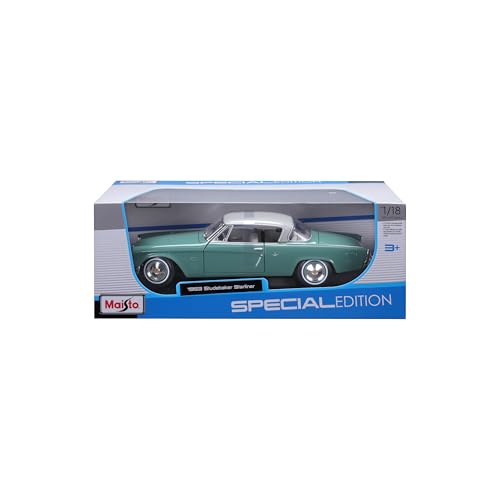 Detalle de Maisto 31651G Studebaker Starliner 1/18 — Véhicule miniature précis, vert et gris