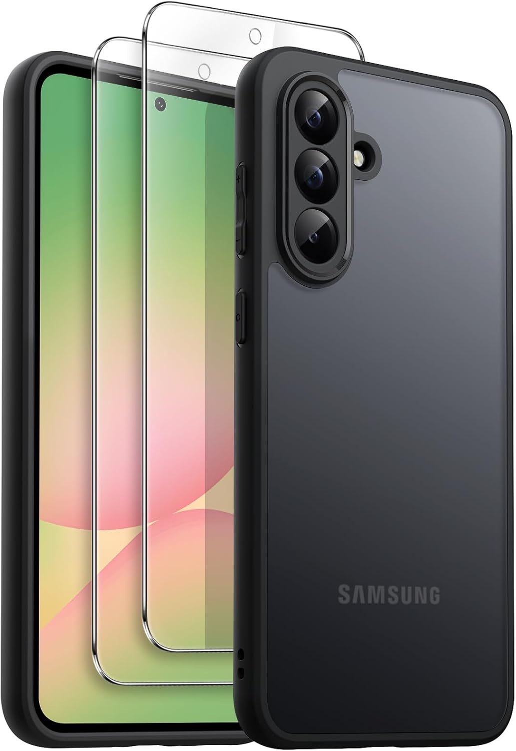 Detalle de JETech 3 in 1 Cover Opaca per Samsung Galaxy A56 5G + 2 Pellicole in Vetro Temperato – Nero