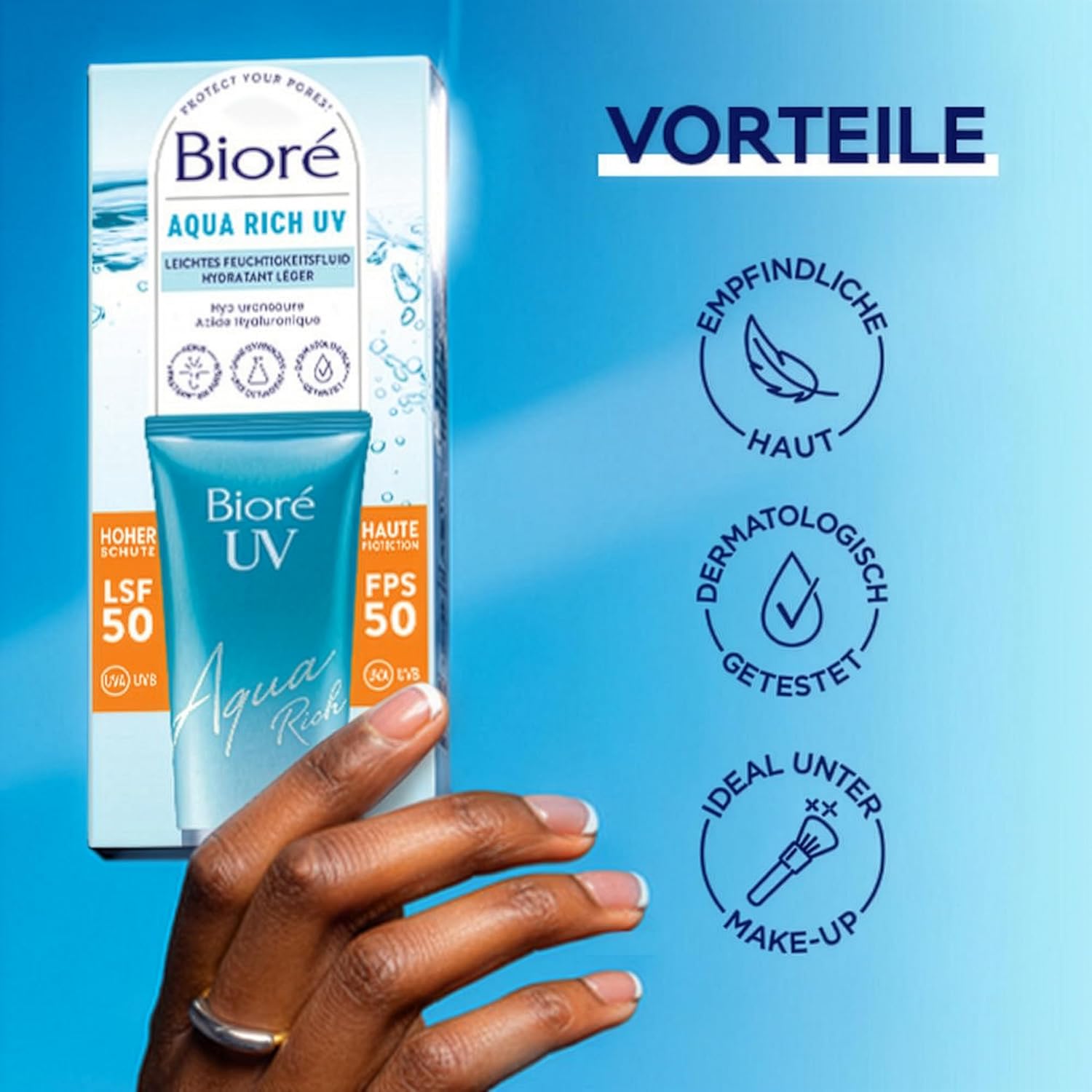 Thumbnail 5 de Biore Aqua Rich UV LSF 50 leichtes Fluid für Gesicht