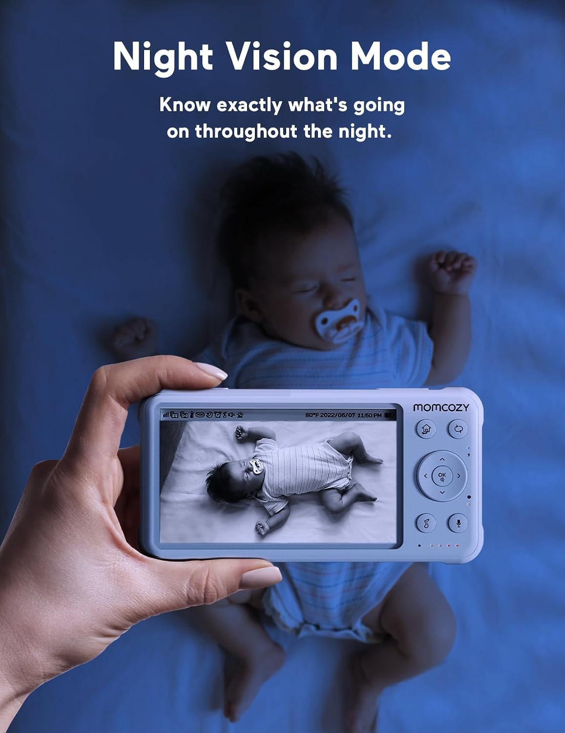 Thumbnail 4 de momcozy Baby Monitor with 2 Cameras: 5-Inch 1080P Split Screen, No WiFi, 5000mAh Battery