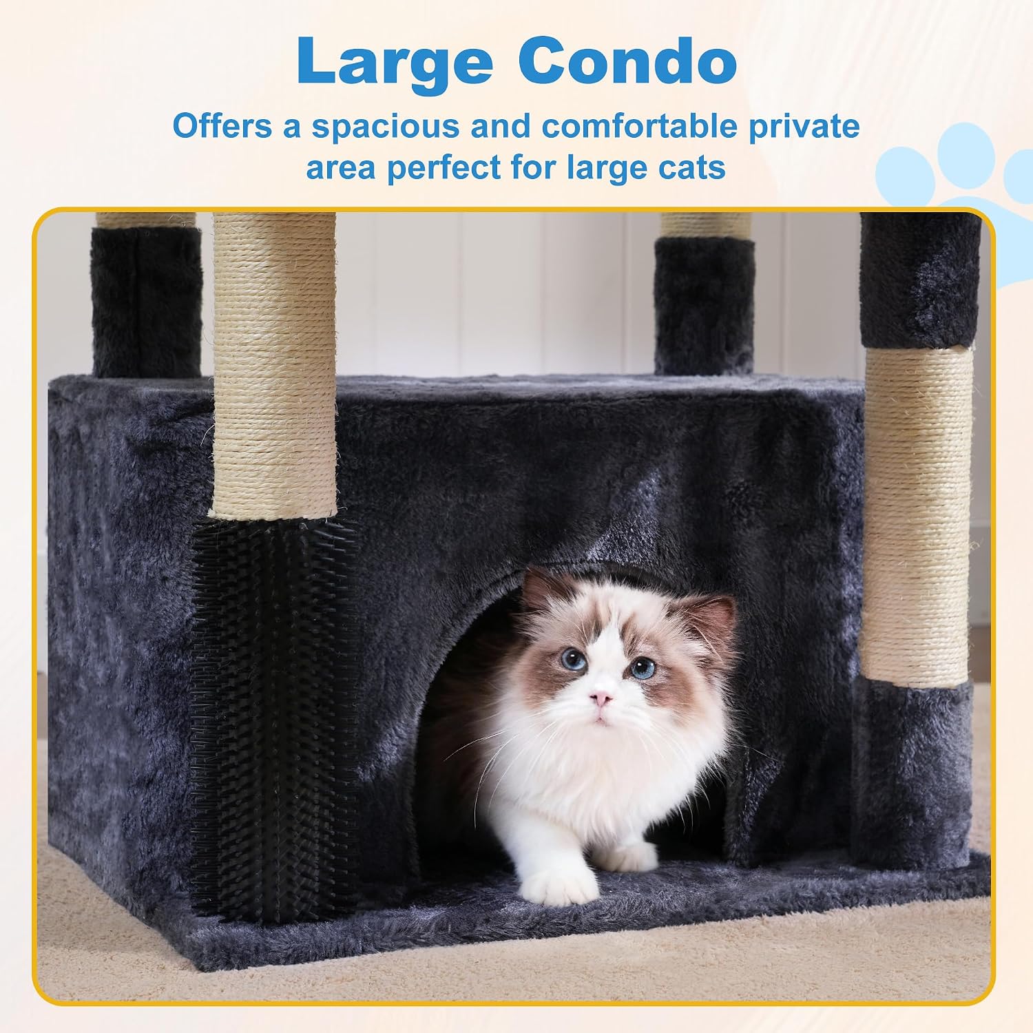 Detalle 2 de Hey-brother MPJ060G Cat Tree Tower with Large Perch, Condo and Two Hammocks