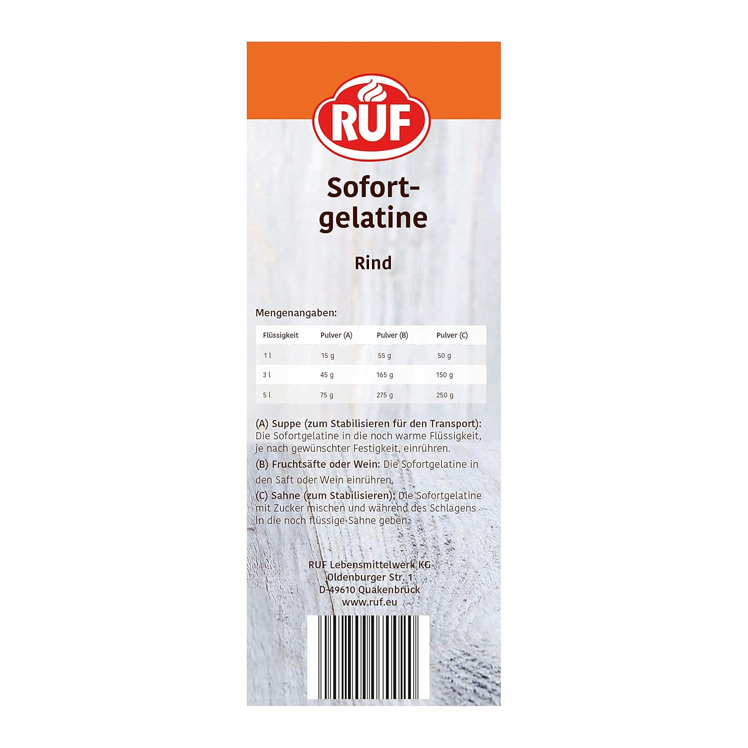 Thumbnail 3 de RUF Sofort-Gelatine Rind (Halal Food), Gelatine-Pulver, kalt löslich, 1x500 g