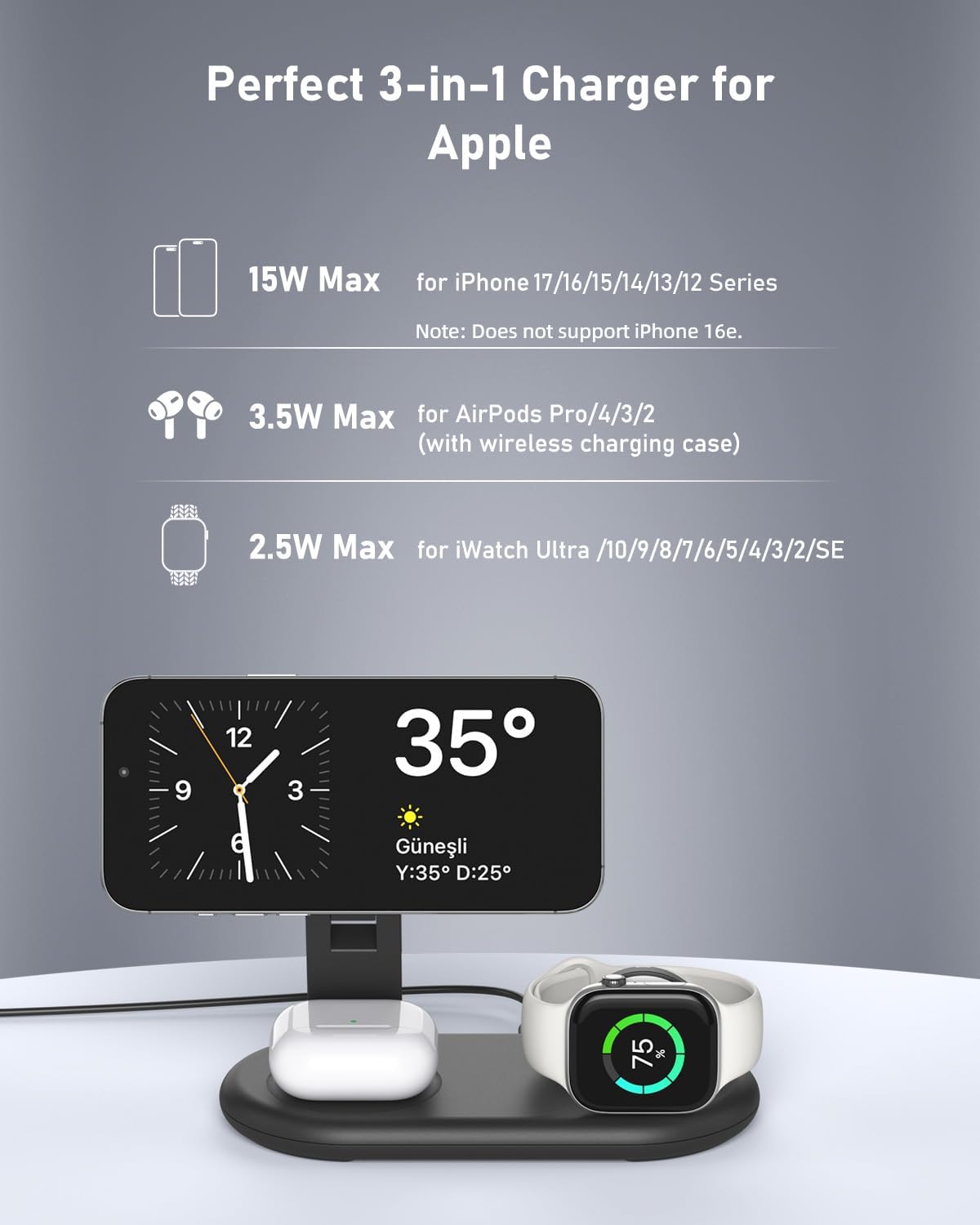Thumbnail 5 de 3 in 1 Wireless Charging Station for iPhone