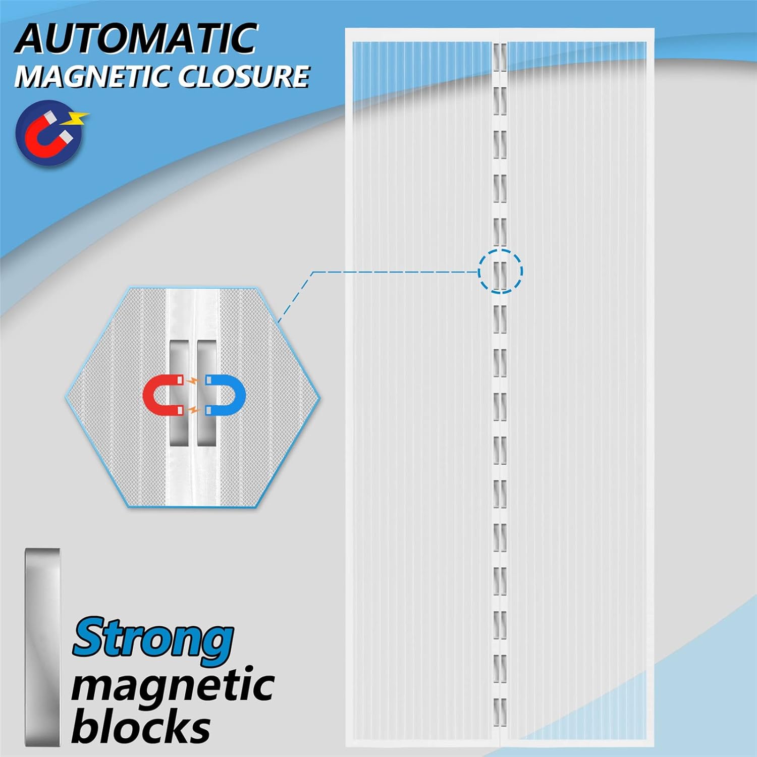 Thumbnail 3 de Zanzariera magnetica per porta SHA2WEN 120x200 cm, bianco