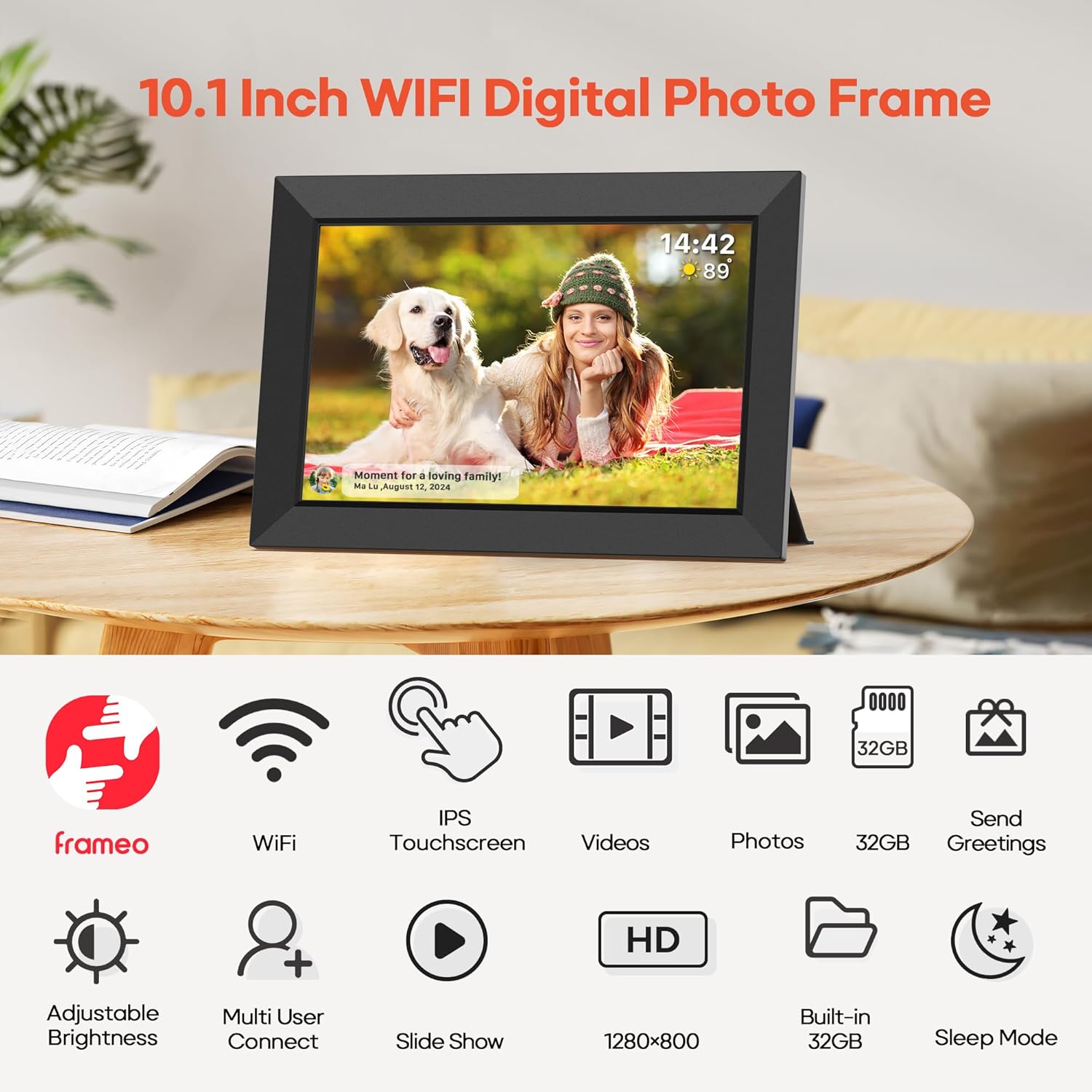 Thumbnail 4 de Frameo 10.1 Inch WiFi Digital Picture Frame 32GB