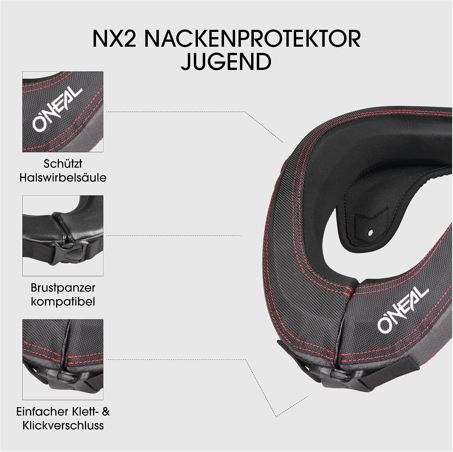 Thumbnail 2 de O'NEAL NX2 Neck Collar Youth Nackenschutz Protektor – MX Enduro, Schwarz, One Size