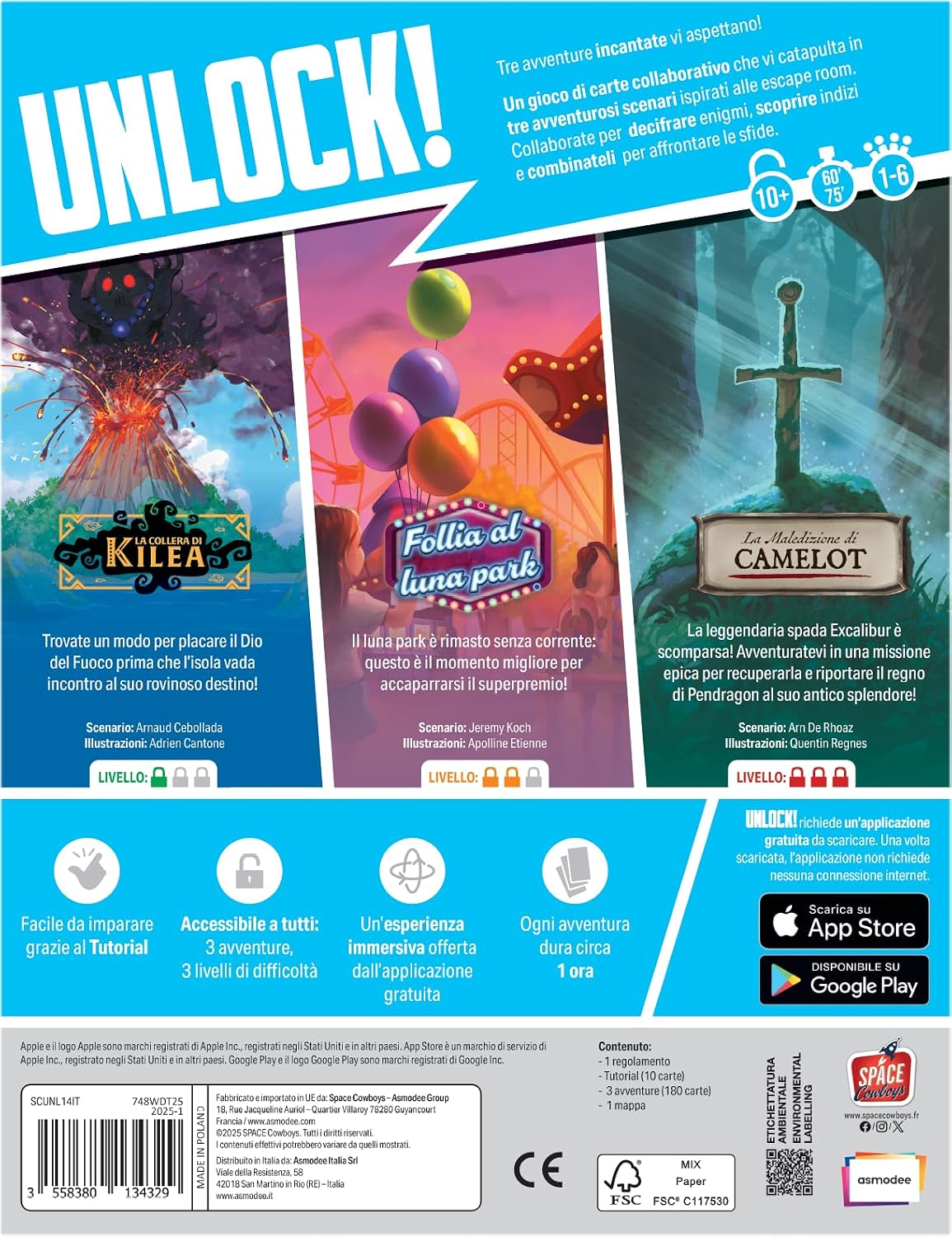 Detalle de Asmodee Unlock! 14 Enchanted Adventures Escape Room Card Game, Italian Edition