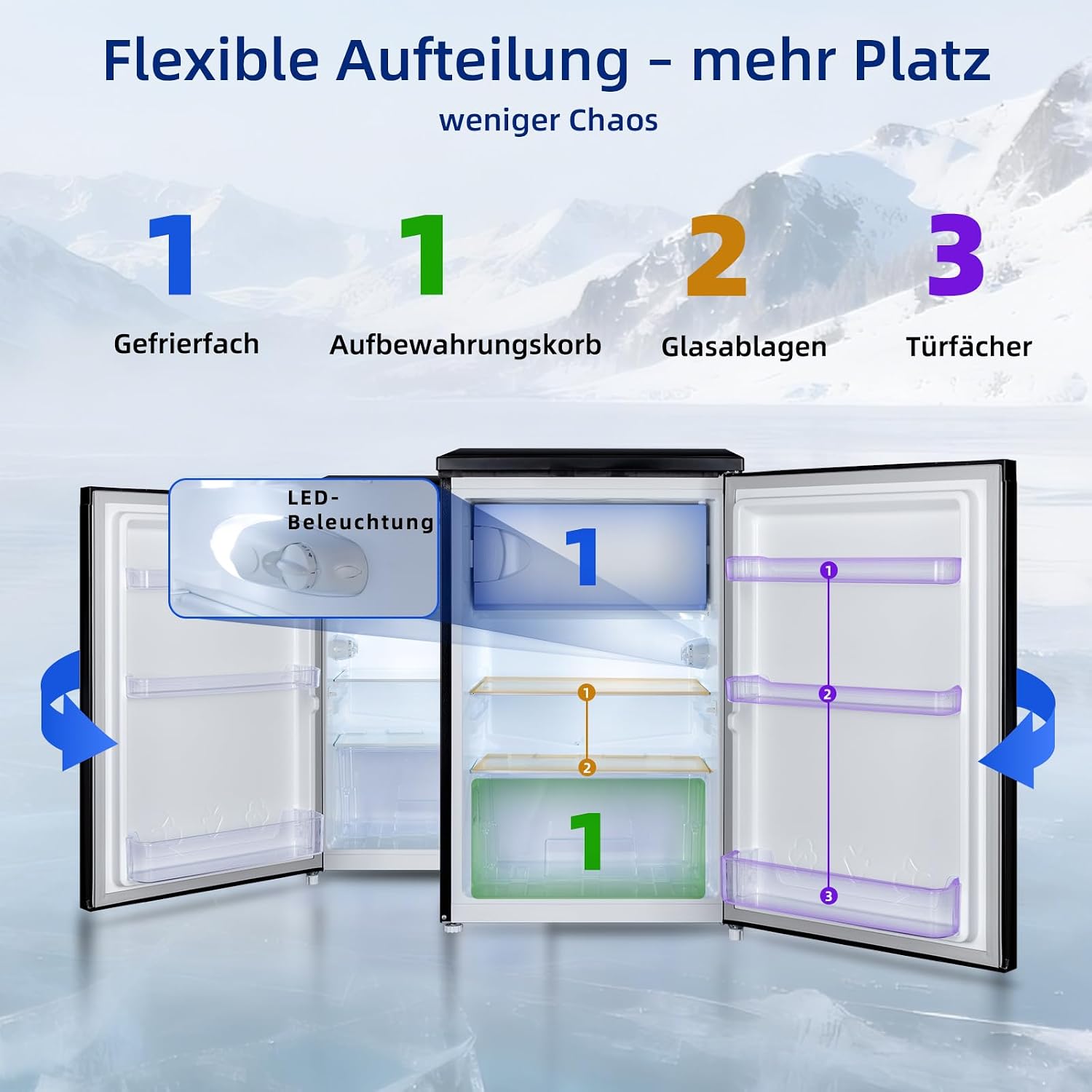 Detalle de CHiQ Kühlschrank mit Gefrierfach (-24℃), 107 L, 85 cm Höhe – kompakte Kühlung mit separatem Gefrierfach