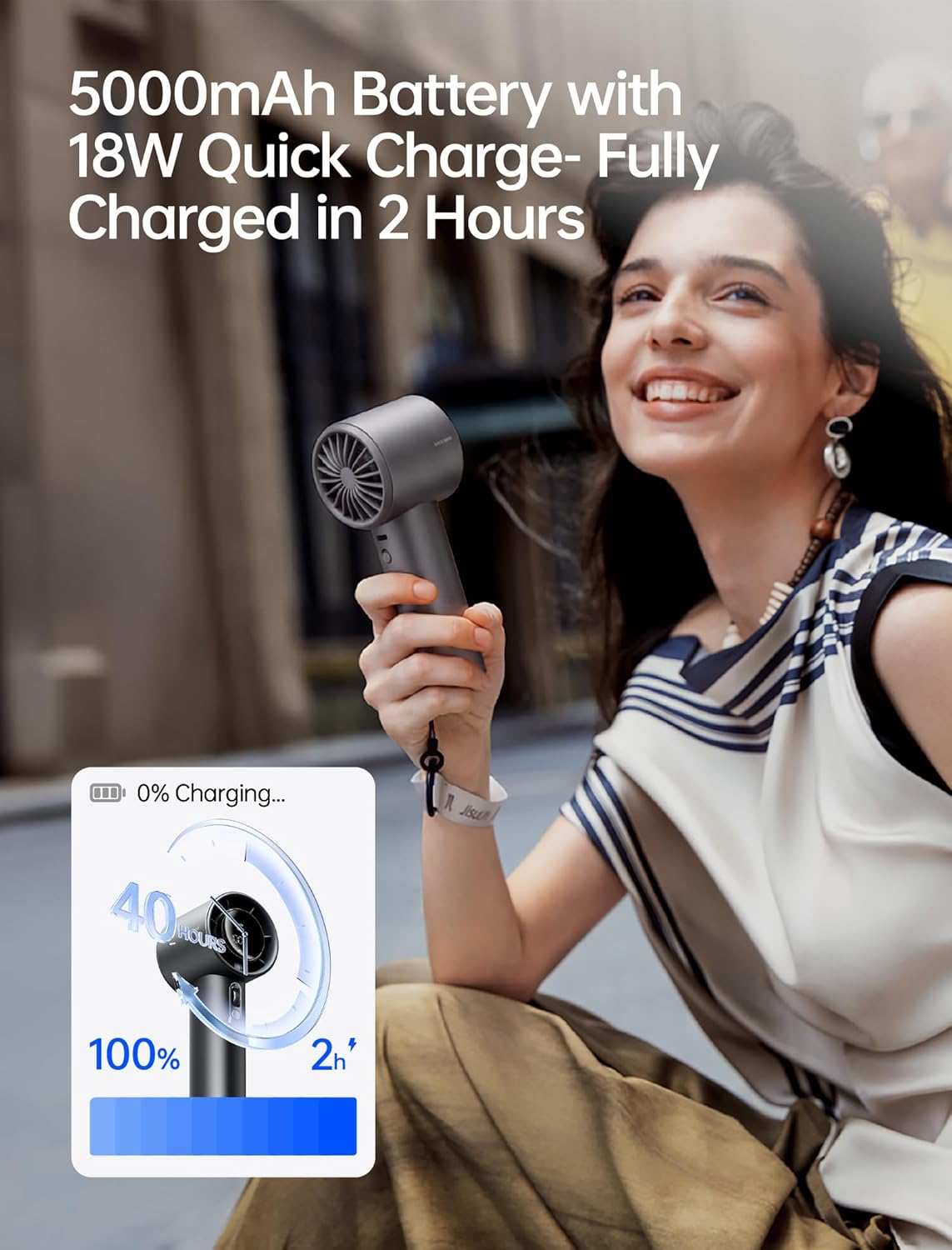 Detalle 2 de JISULIFE Handheld Fan Pro Series 5000mAh Portable Fan