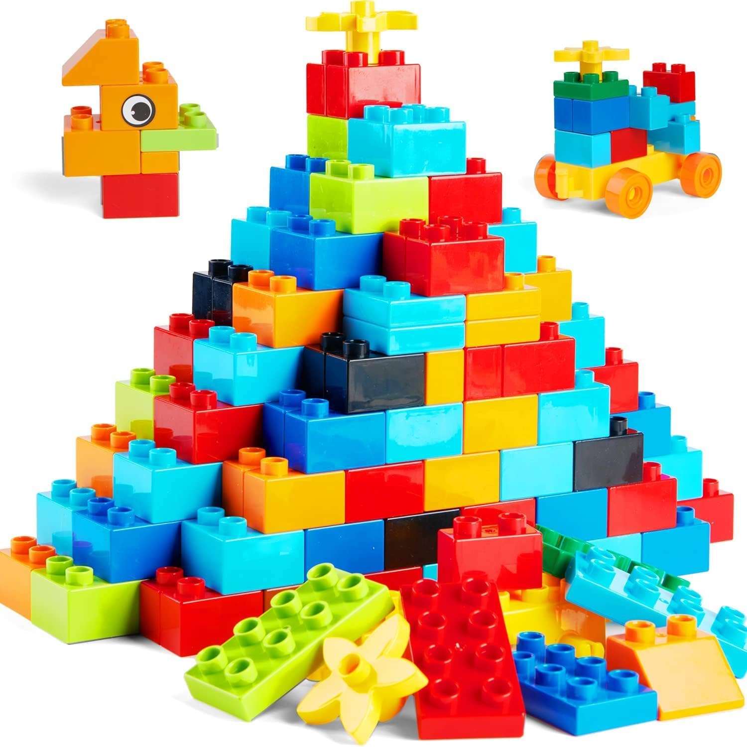 Detalle de WYSWYG® Große Bausteine Set mit 240 Teilen (ab 3 Jahren), kompatibel zu anderen Herstellern – Steine Box Starterset