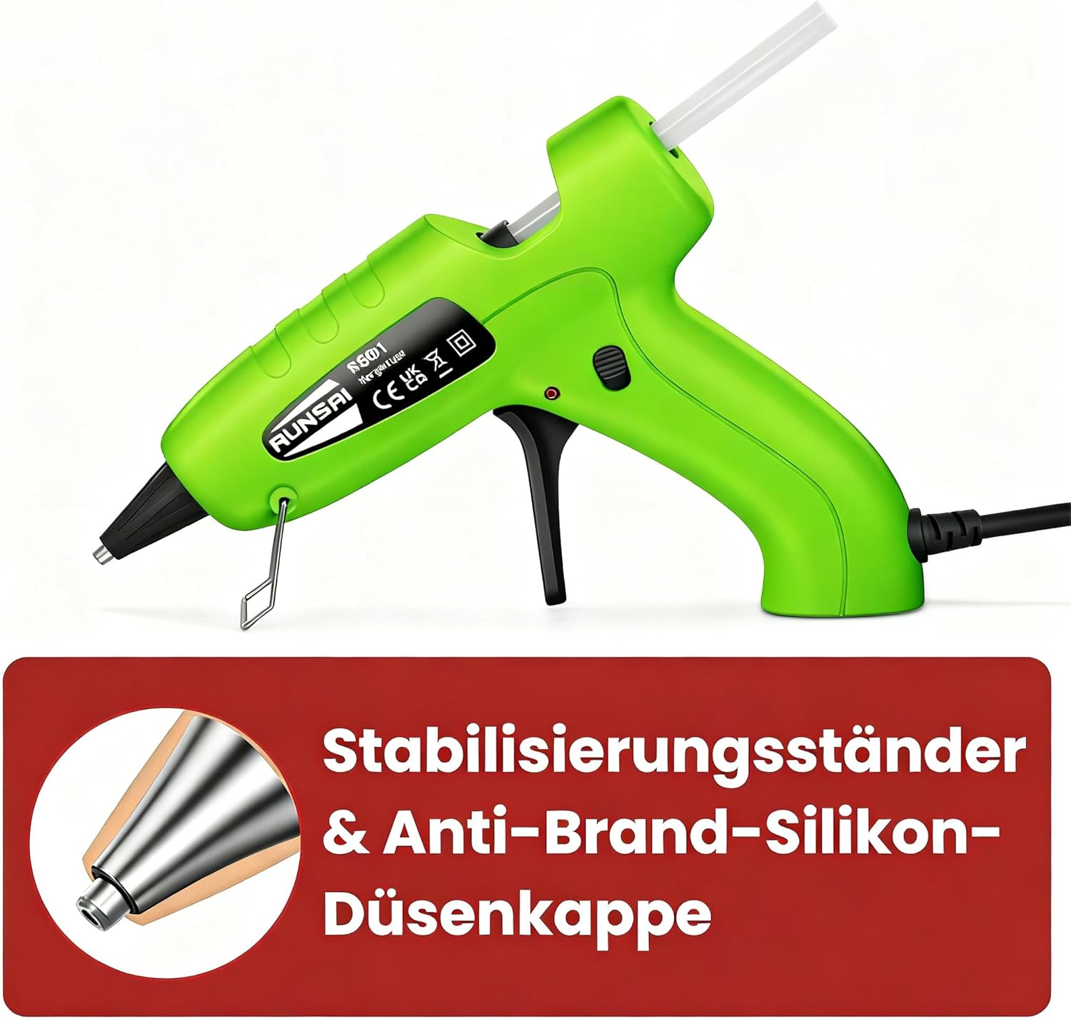 Thumbnail 4 de RUNSAI Heißklebepistole mit 30 Klebepistole Sticks, 7 mm – schnelle Erwärmung & ohne Tropfen