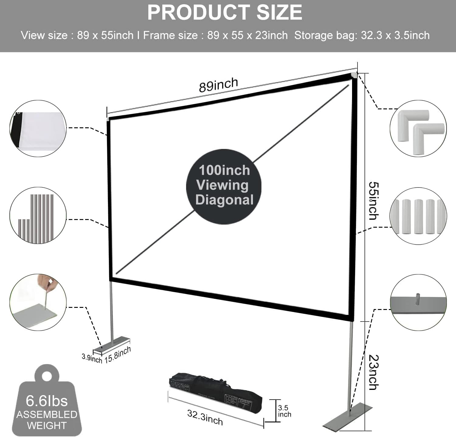 Thumbnail 2 de SKERELL Outdoor Projector Screen 100 Inch 📺