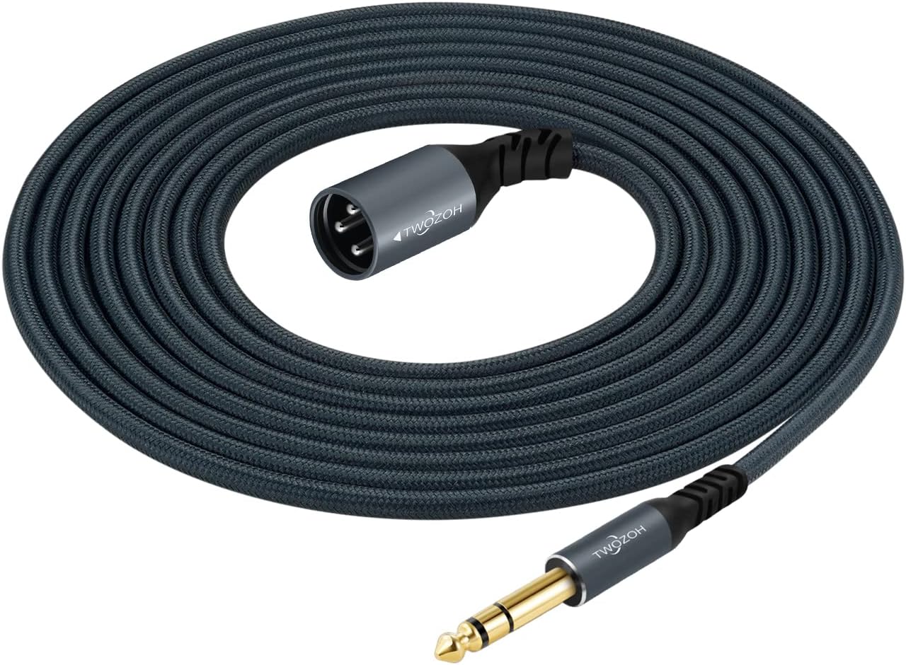 Detalle de Twozoh Klinke 6,35 mm auf XLR Stecker 3-poliges Audiokabel, 1 m – Geflochtenes XLR auf 1/4" TRS Symphony Line