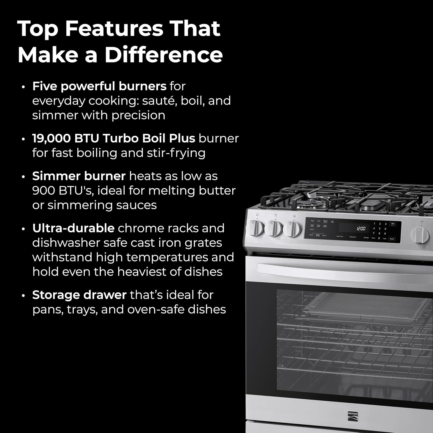 Thumbnail 3 de Kenmore Gas Range Oven 5.6 cu. ft.