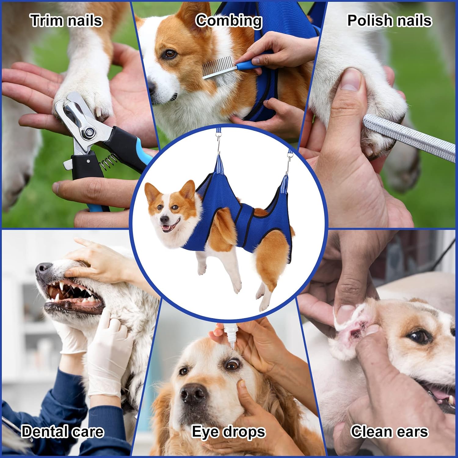 Detalle de Kkiimatt Dog Grooming Hammock: Practical in-home nail trimming for medium dogs and giant cats