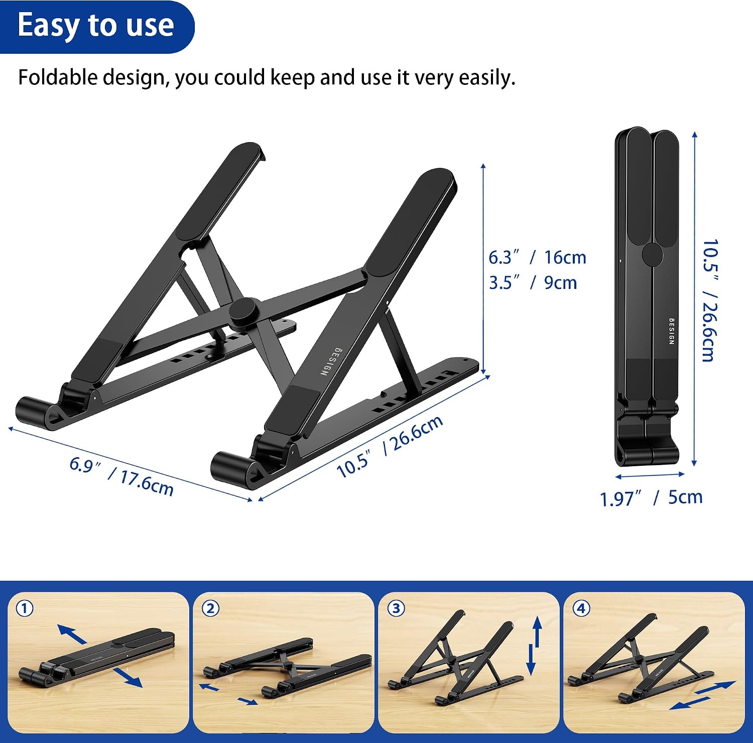 Thumbnail 4 de BESIGN LS01 Pro Adjustable Laptop Stand, Foldable Plastic Riser for 10–14-Inch Laptops