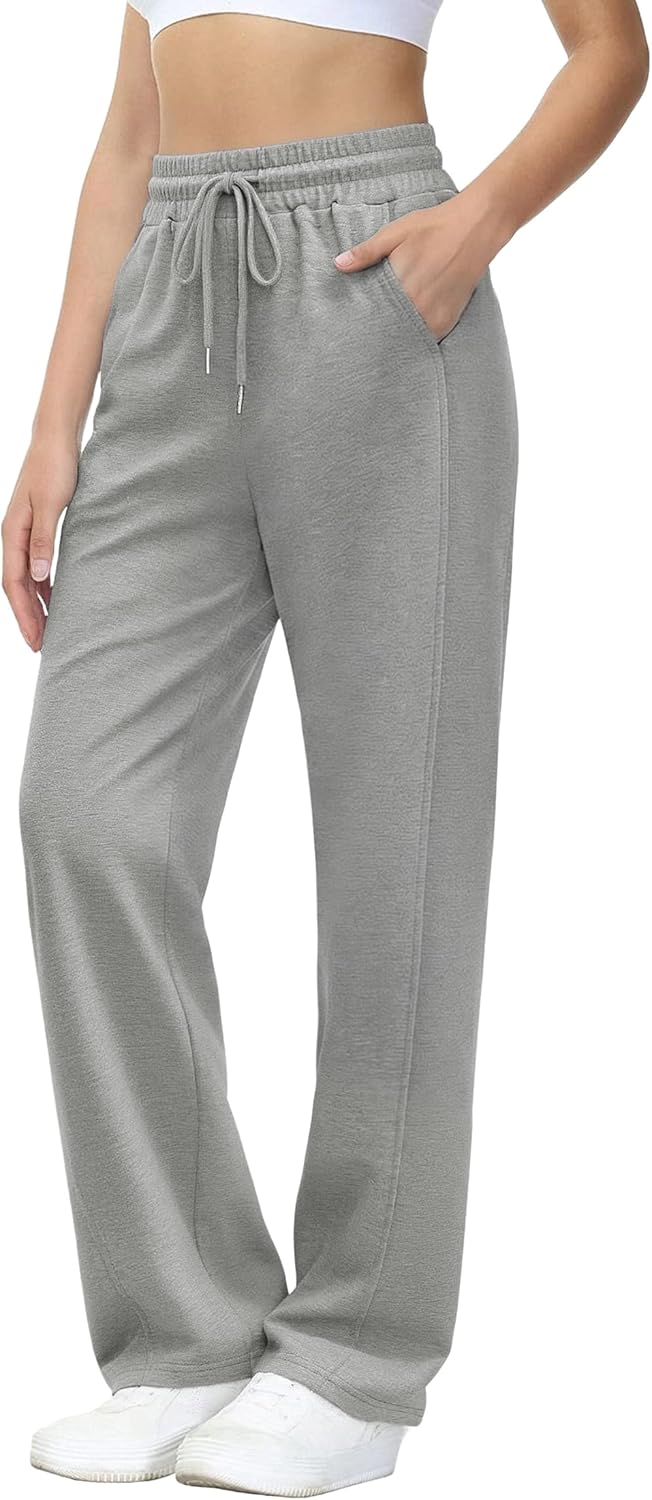 Detalle de Aseniza Jogginghose Damen – Lang geschnittene Freizeithose mit Taschen, Kordelzug und elastischem Bund
