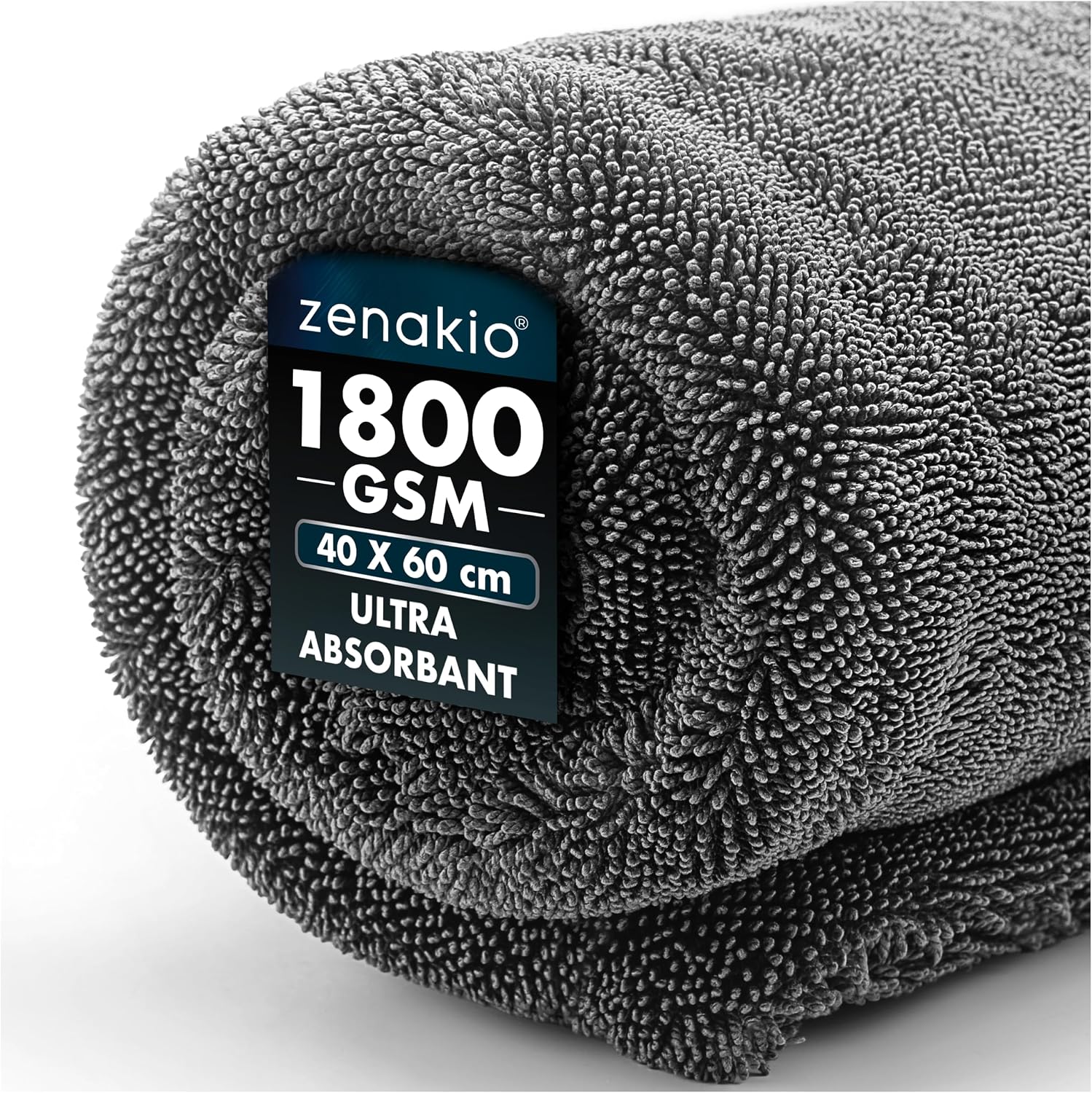 Detalle de ZENAKIO Chiffon Microfibre Voiture Séchage L 40x60 cm – 1800 g/m², sans traces