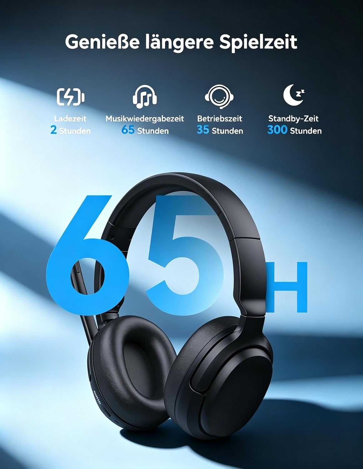 Thumbnail 4 de TECKNET Wireless Headset mit Noise Cancelling, Bluetooth 5.4 + 2,4-GHz Dual-Verbindung und Mikrofon (V5.4, Over-Ear, USB-C)