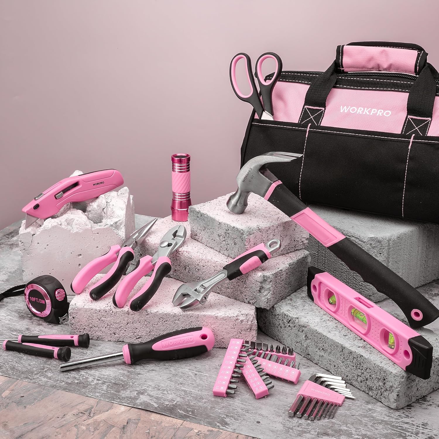 Thumbnail 4 de WORKPRO 106 piezas kit de herramientas rosa