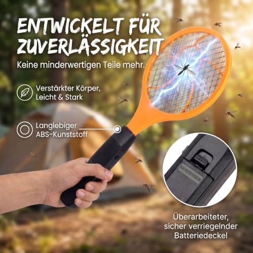 Detalle de GOODS+GADGETS Elektrische Fliegenklatsche – Elektro Mückenklatsche