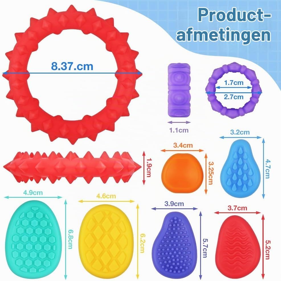 Thumbnail 1 de Aolso EUV8-GGHSJ-FBA sensorisch fidgetspeelgoed, siliconen, 16-delige set