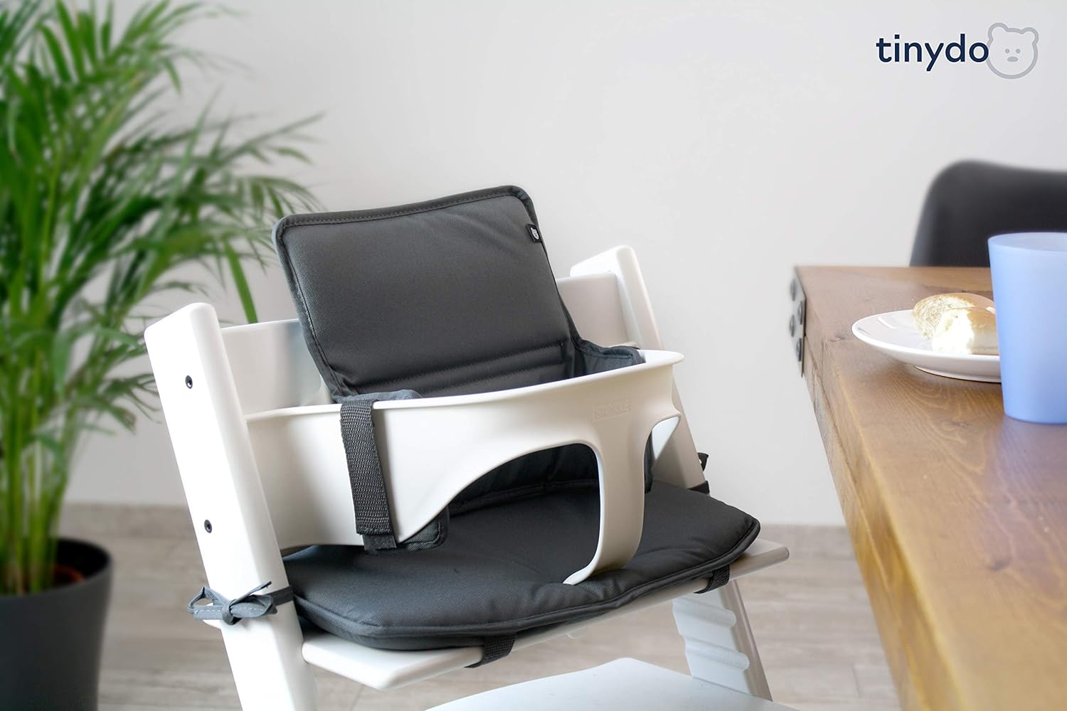 Detalle de Tinydo Hochstuhl Sitzkissen für Stokke Tripp Trapp – ergonomische Memory-Schaum-Auflage, Dunkelgrau