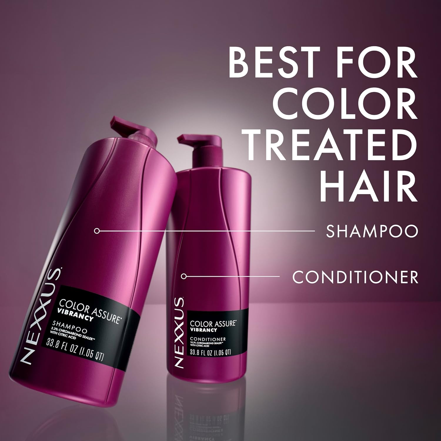 Detalle de Nexxus Color Assure Shampoo and Conditioner (Color Treated Hair) — Color Vibrancy for Up to 40 Washes, 33.8 oz, 2 Count