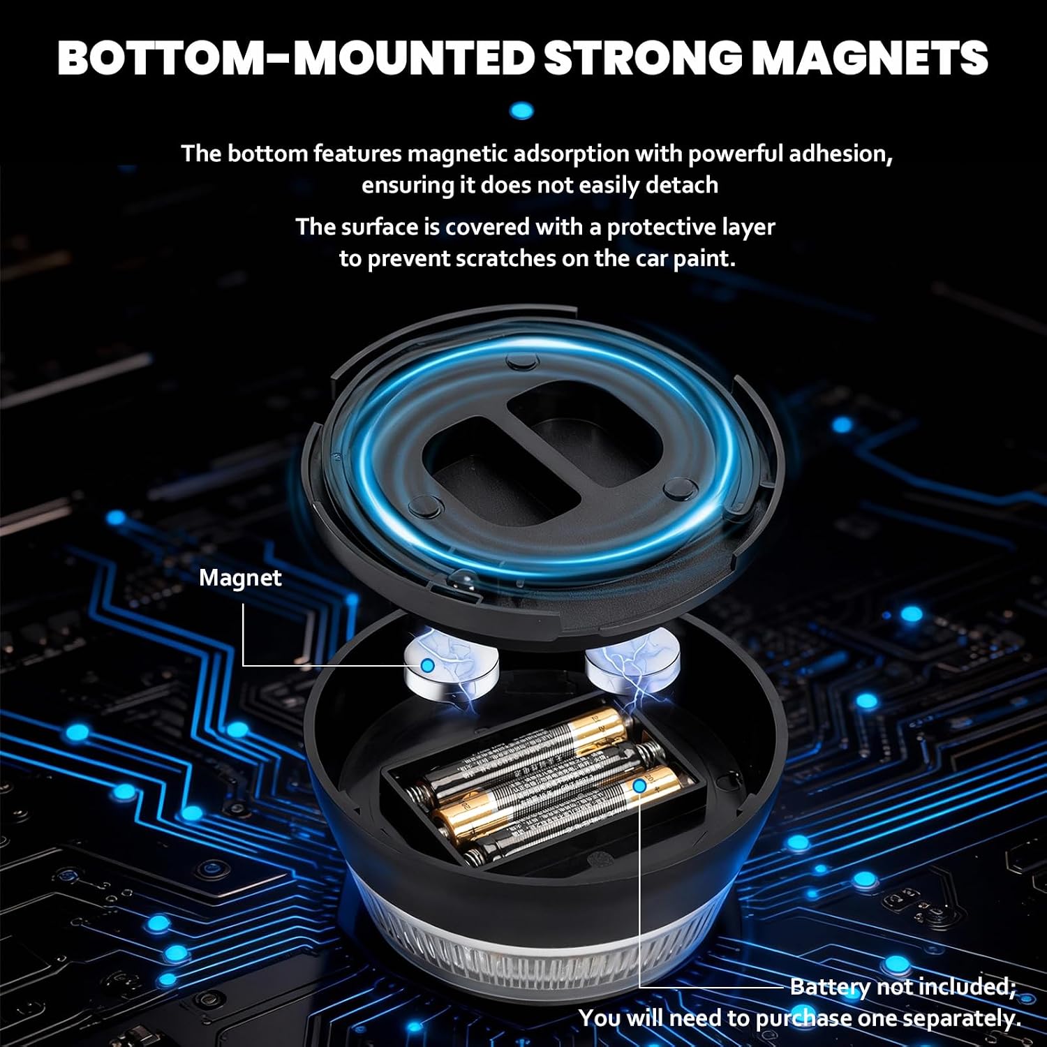 Detalle de Emergency Warning Light: LED Rotating Beacon with 3 Flash Modes, Battery-Powered Magnetic Mount