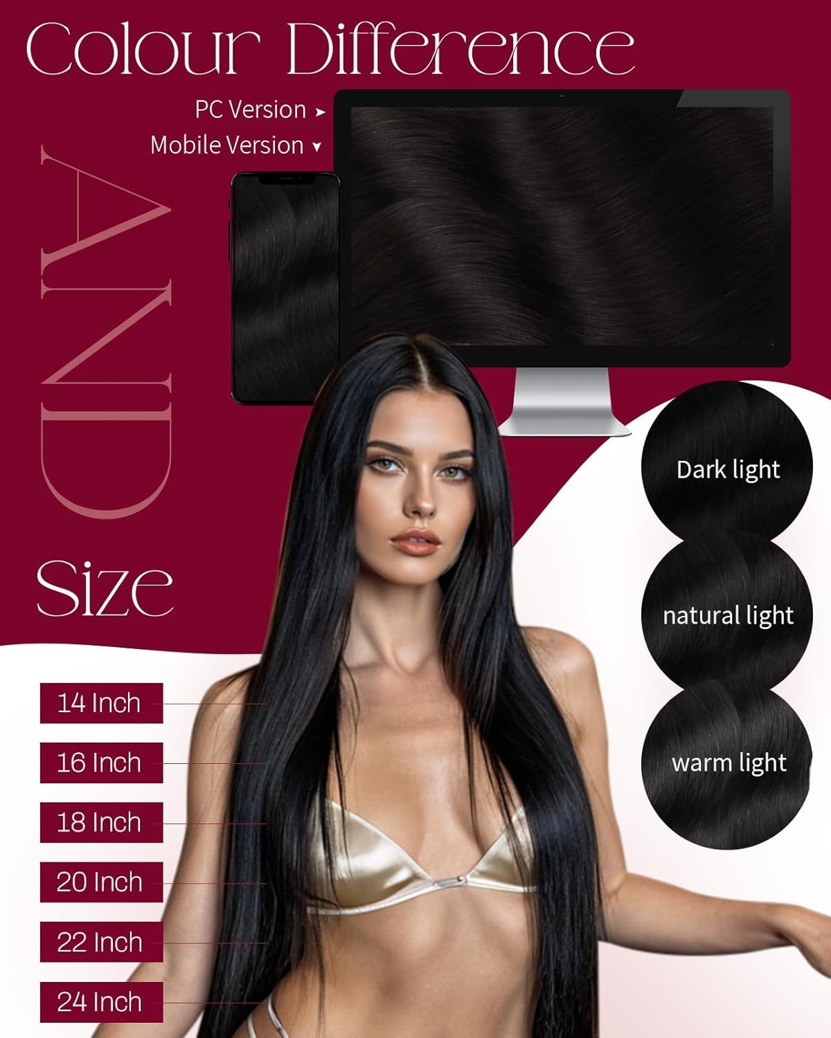 Thumbnail 5 de Moresoo Weft Hair Extensions Jet Black 24 Inch 100g/pack Double Weft (Remy Human Hair) – Sew-in