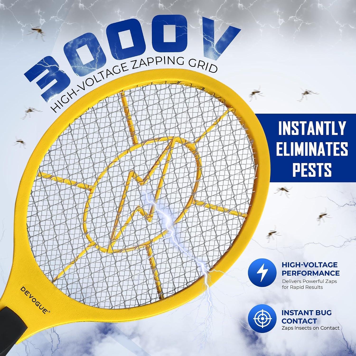 Detalle de DEVOGUE Electric Fly Swatter Zapper Racket
