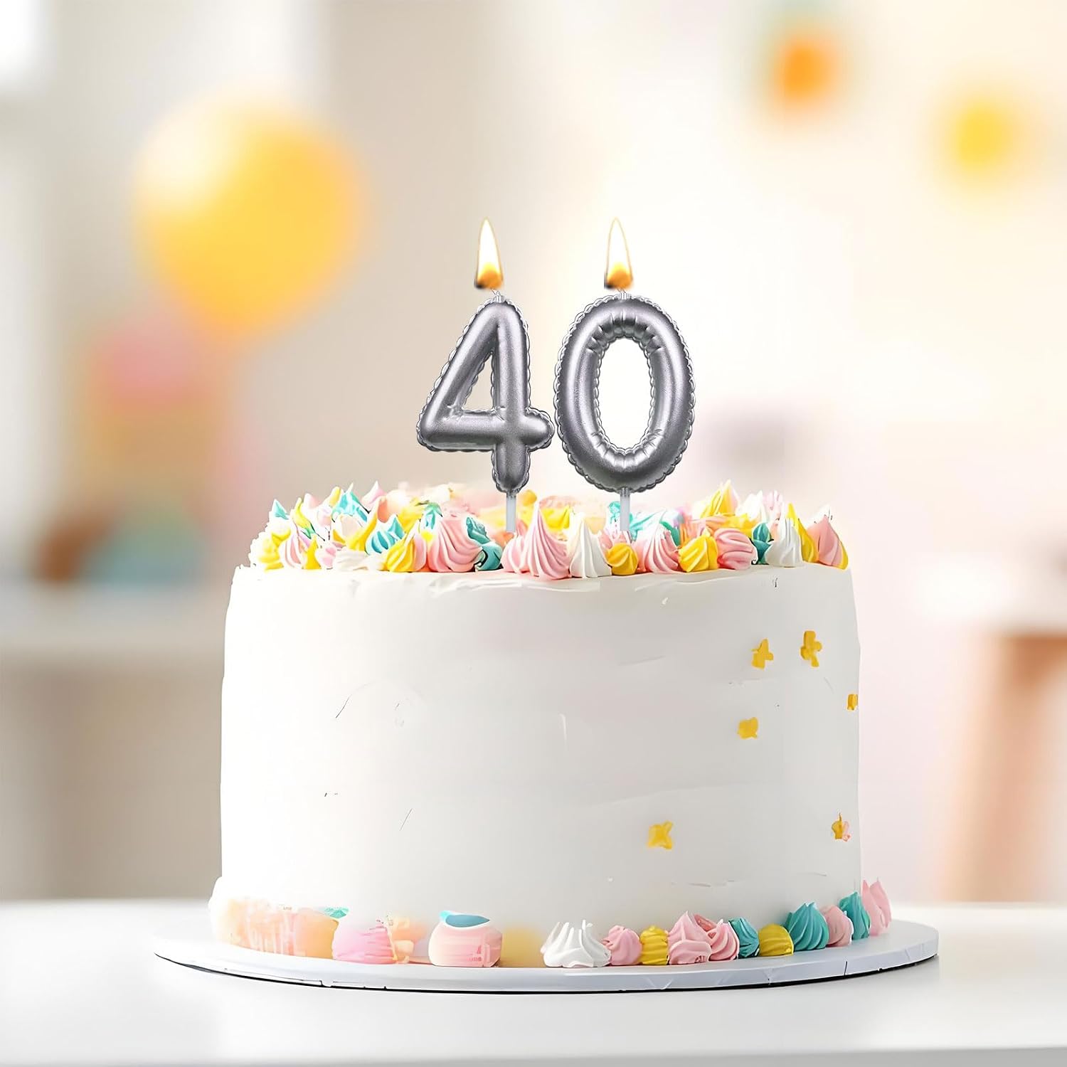 Thumbnail 3 de Gold 60th Birthday Candles & Balloons Number Candle Cake Topper Set