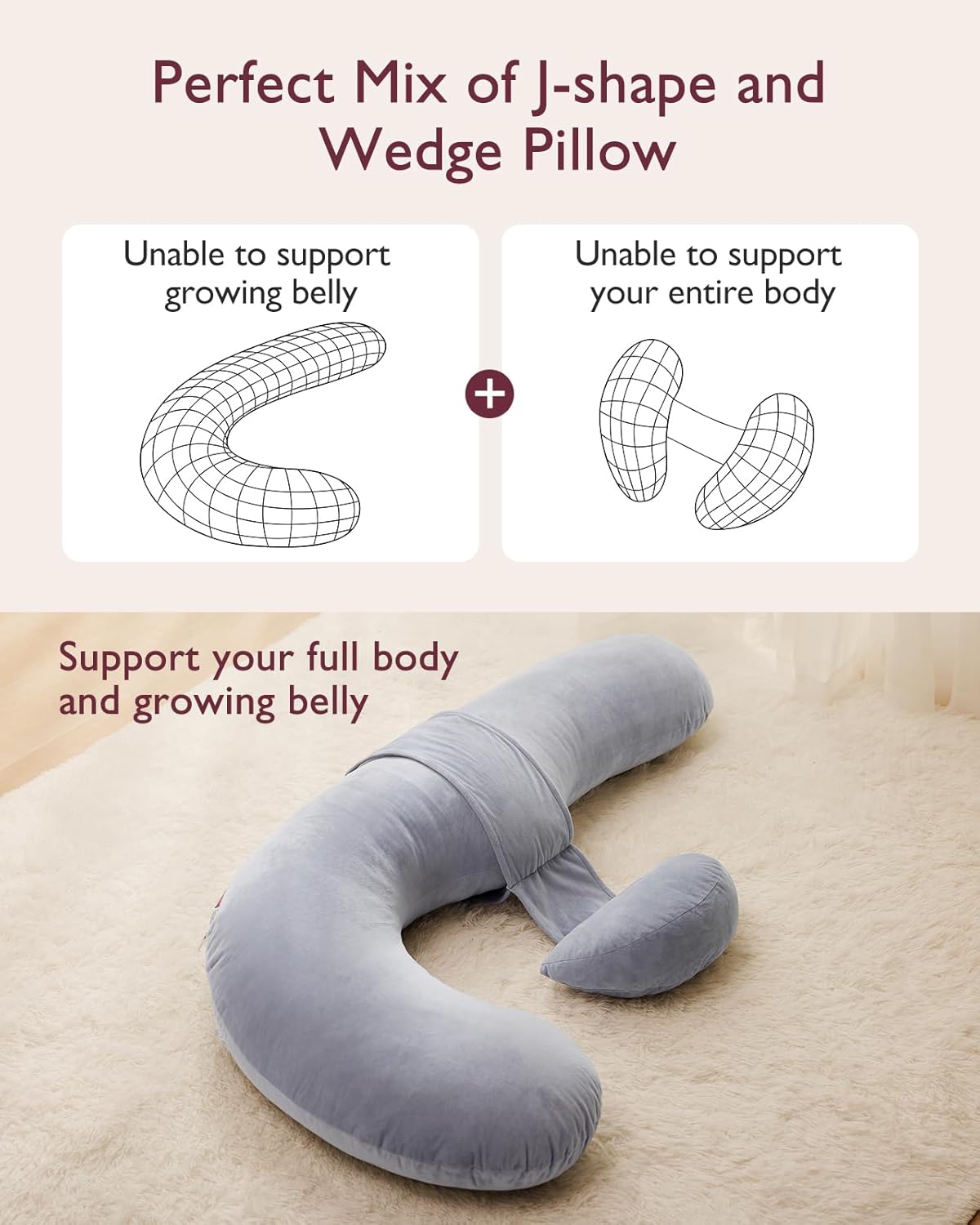 Detalle 2 de Momcozy Pregnancy Pillow, F-Shaped