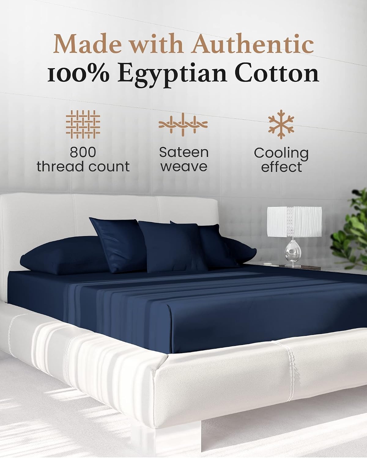 Thumbnail 2 de Good Sleep Bedding FO-GSB-USA-14 King Fitted Sheet, Egyptian Cotton, 800 Thread Count