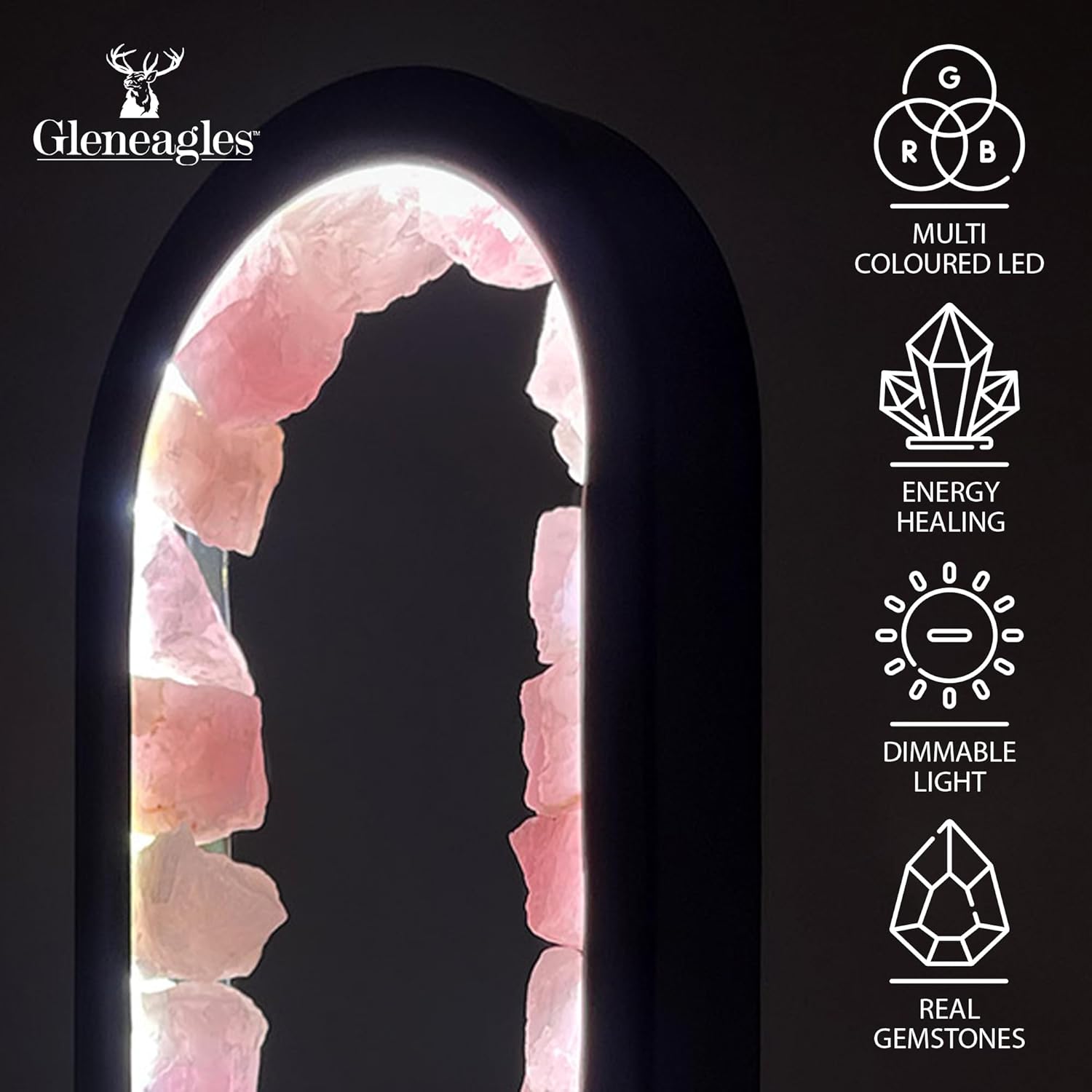 Thumbnail 2 de Cello Gleneagles Oval Earth LED Natural Crystal Lamp (Rose Quartz) – dimmable pink LED healing light