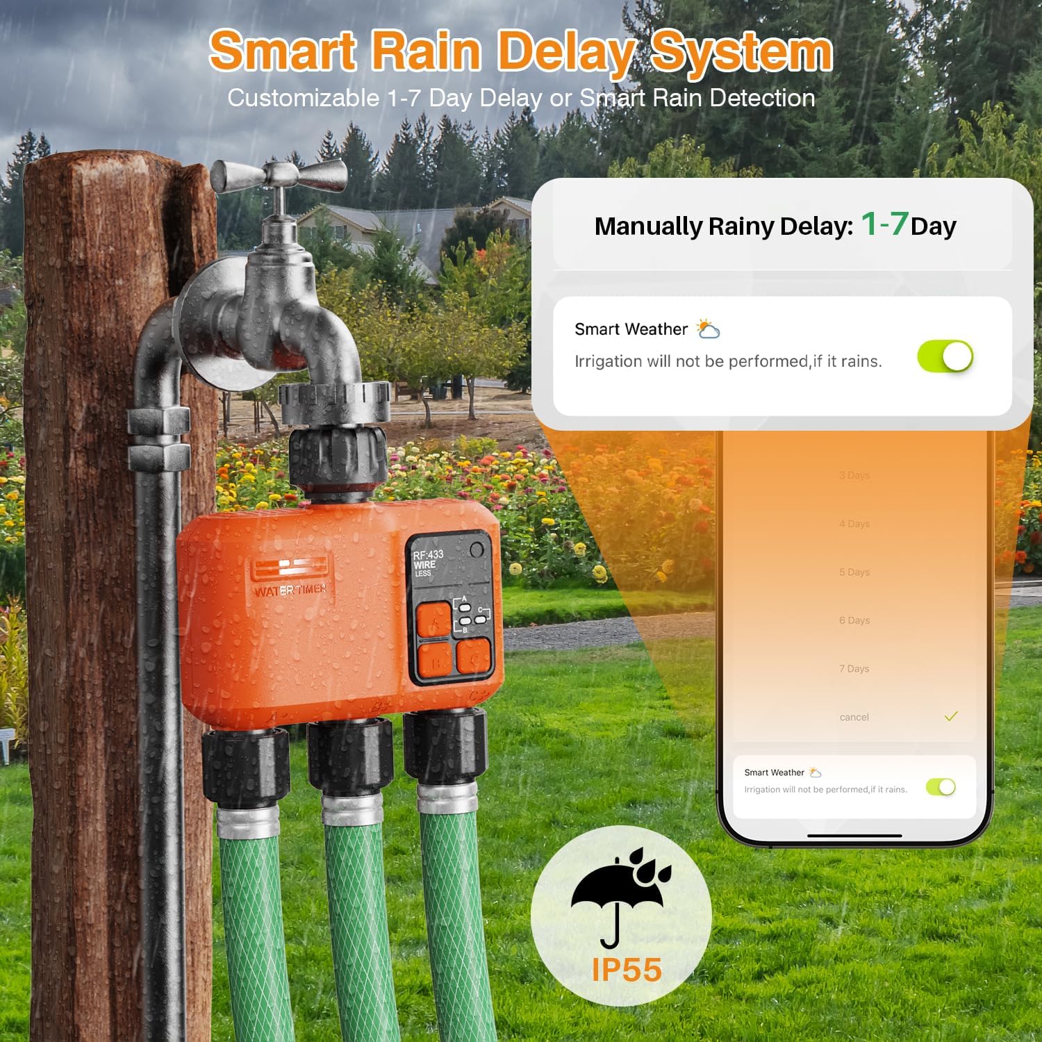 Detalle 2 de XinFuture Smart WiFi Sprinkler Timer for Garden Hose with App Control