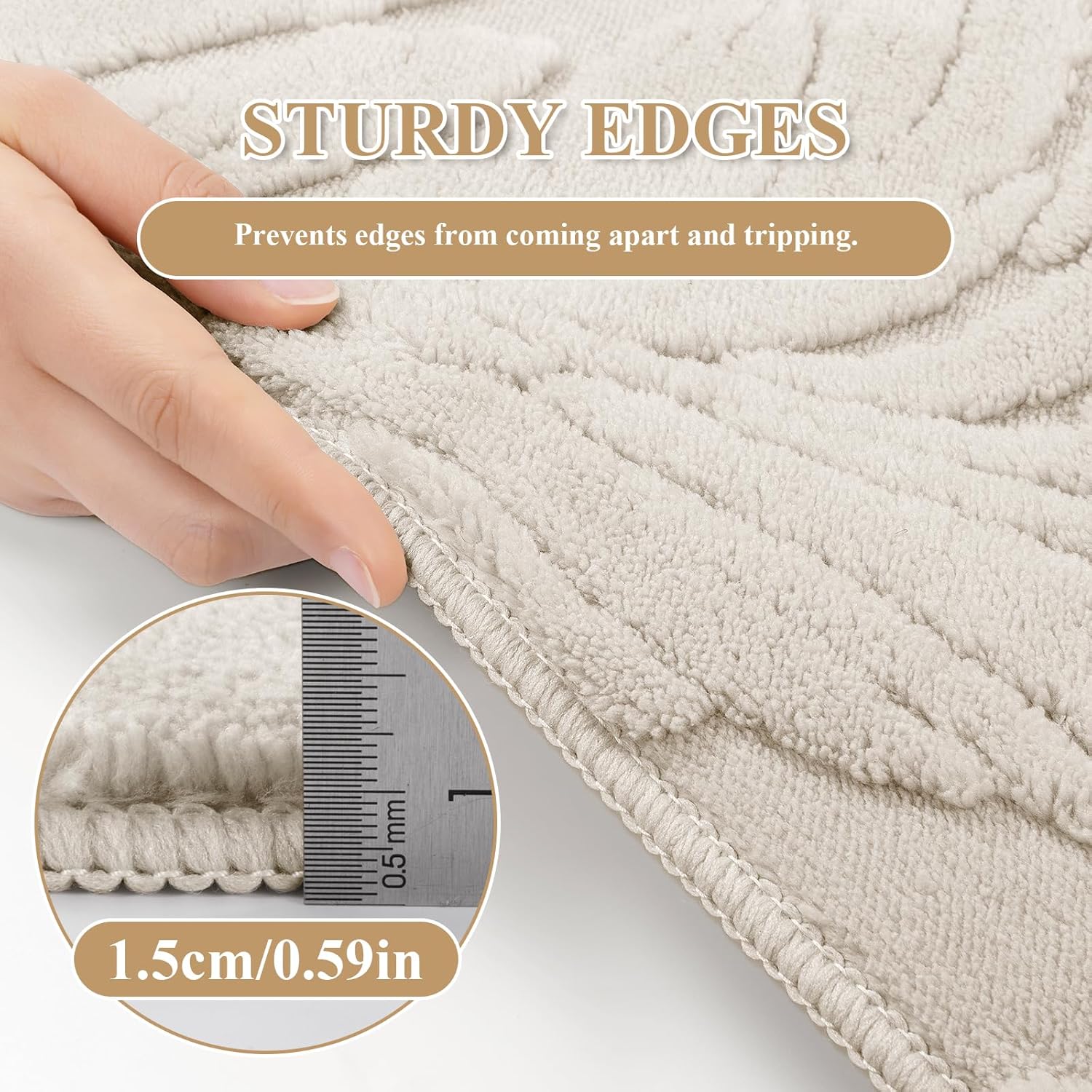 Thumbnail 4 de Enyhom Rugs Living Room Large 160x230 cm — Beige Washable Non Slip Pile Area Rug