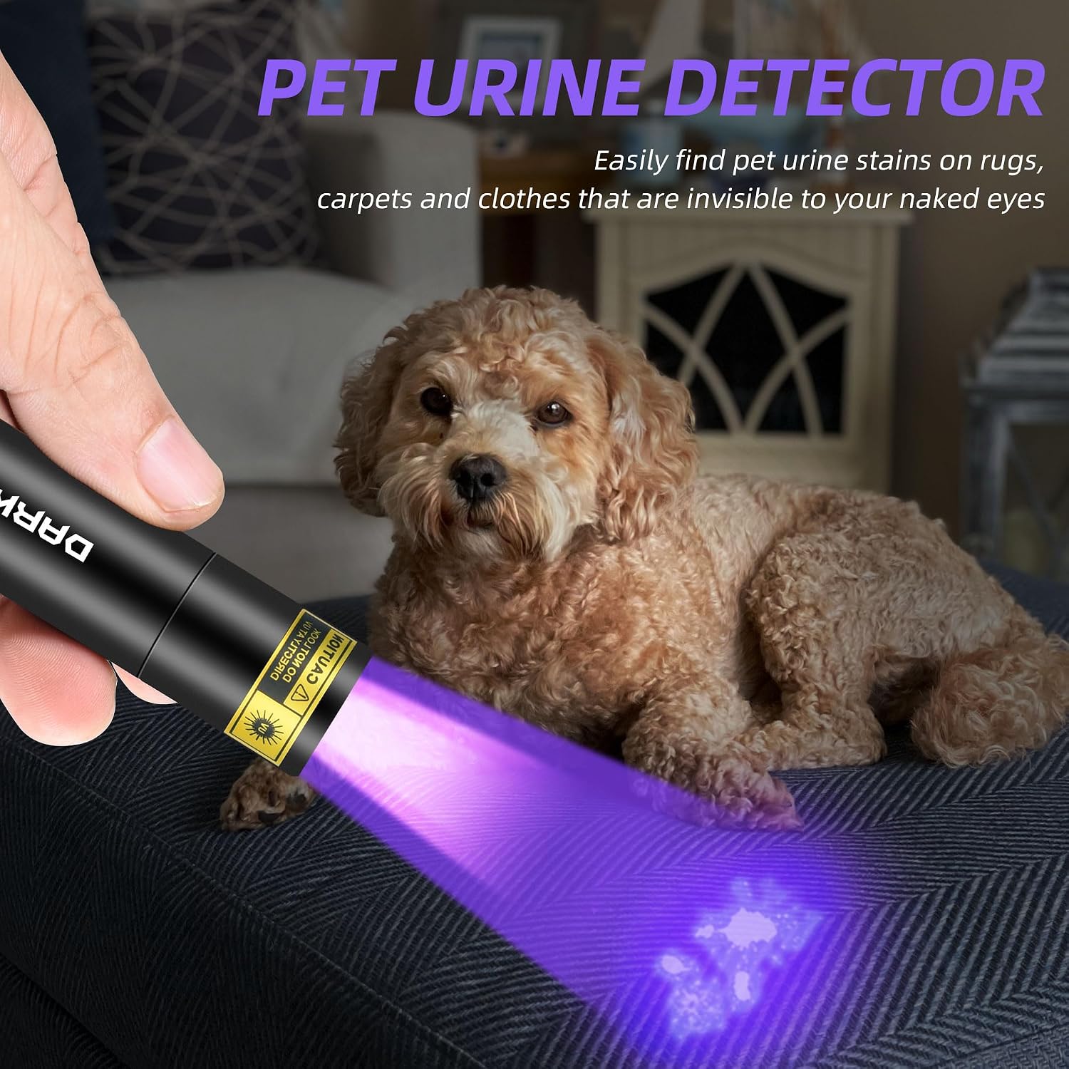 Detalle de DARKBEAM 395 NM UV Flashlight (USB-C Rechargeable) – handheld Wood’s lamp for UV fluorescence, resin curing & pet urine detection