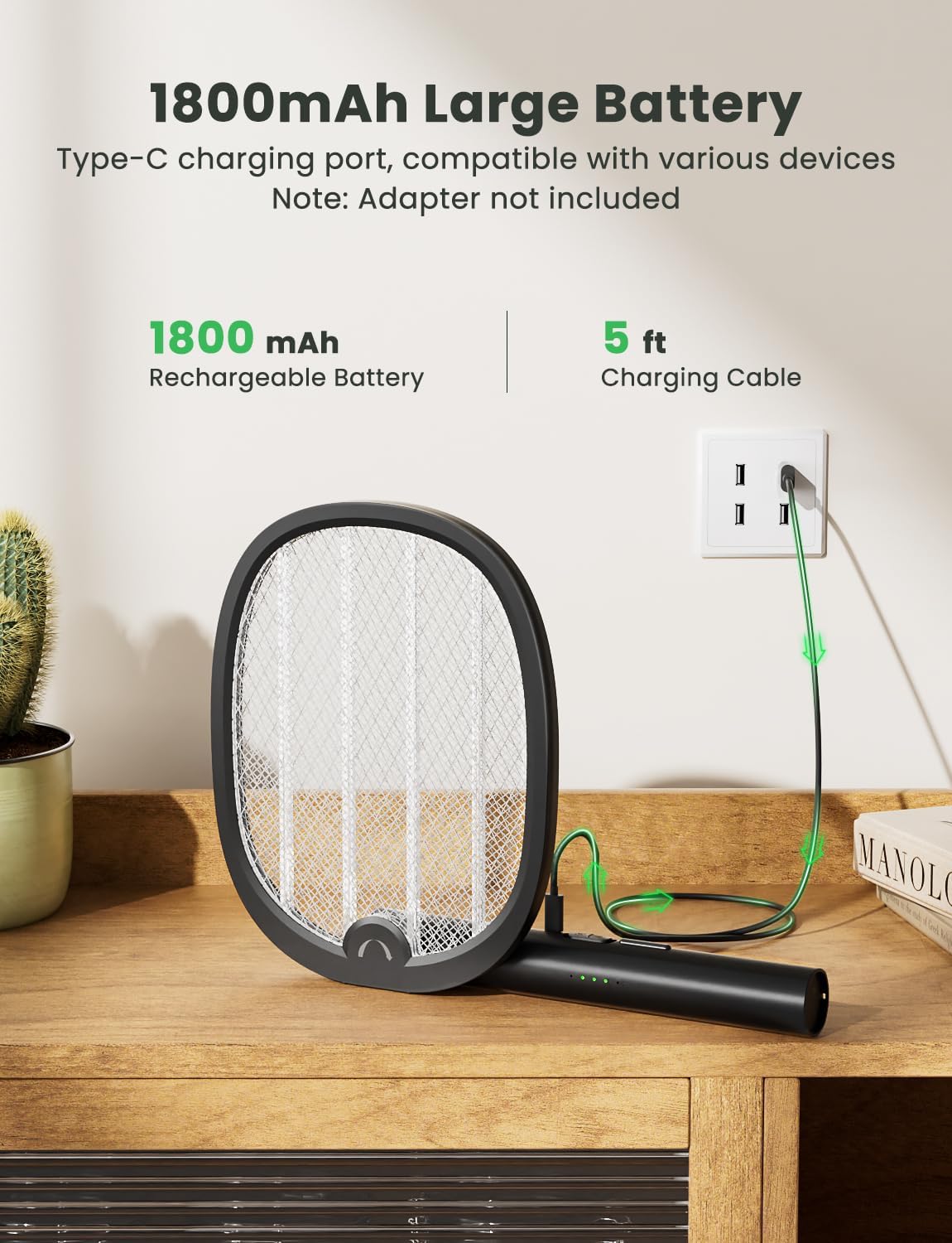 Detalle 2 de YISSVIC Electric Fly Swatter 4000V, 1800mAh 🪰