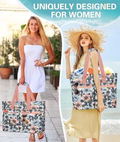 Thumbnail 6 de ENONEO Bolsa de Playa para Mujer Grande XXL con Cremallera y Compartimentos – Gris/Rosa