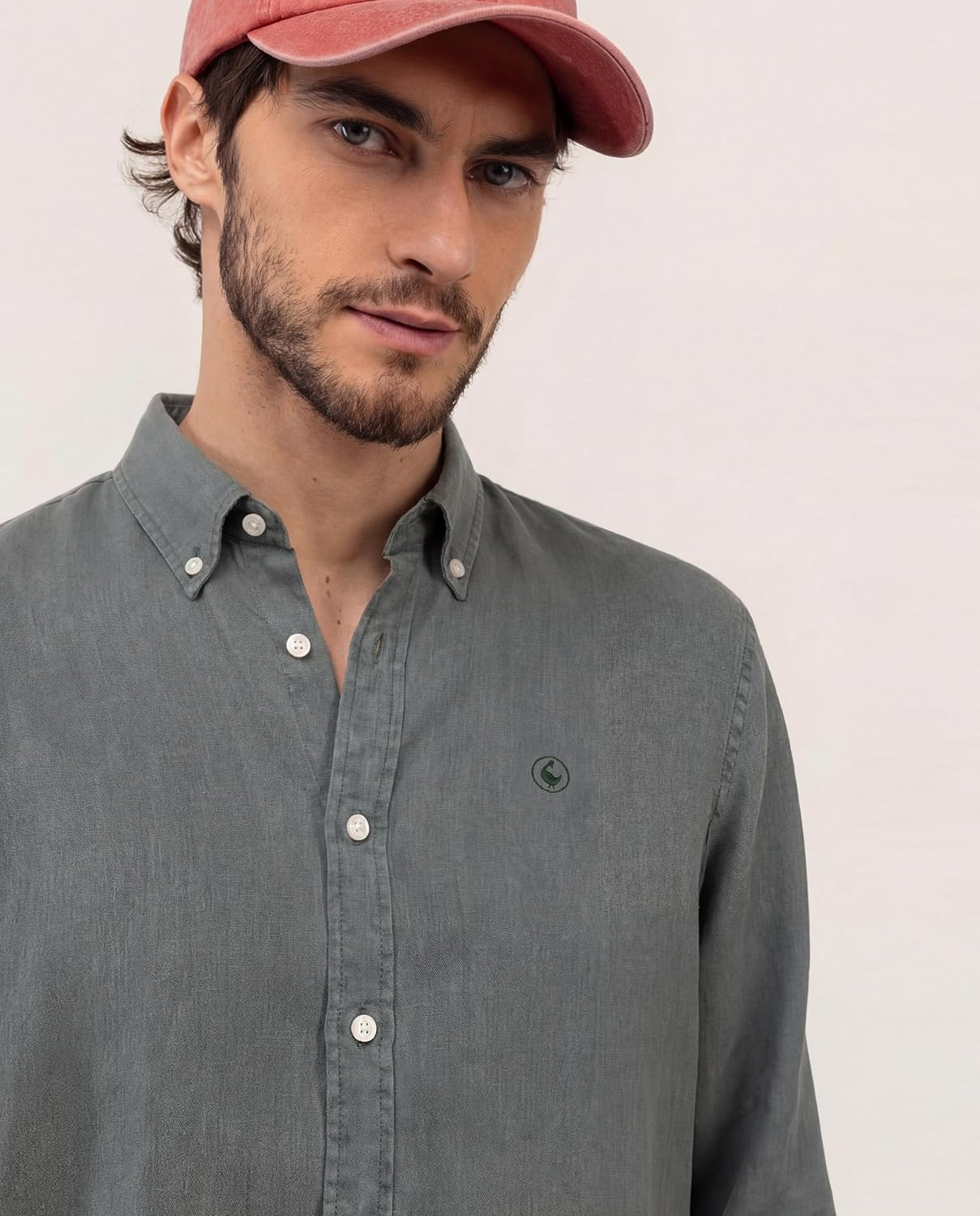 Thumbnail 4 de El Ganso Camisa Lino Garment Dyed Button Down Verde Oscuro