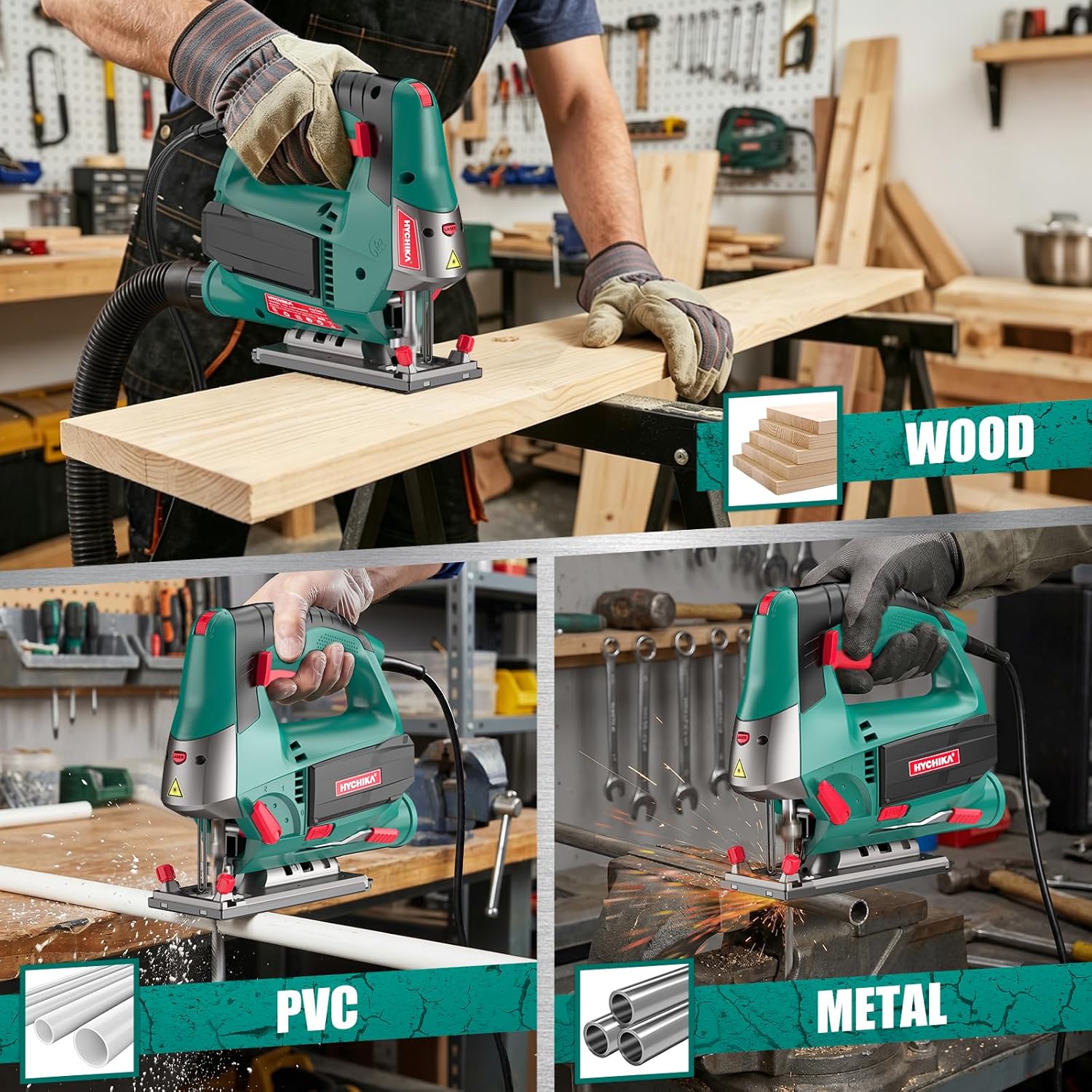 Thumbnail 5 de HYCHIKA 800W Jigsaw with Laser Guide – Practical corded option for DIY wood, metal and plastic projects