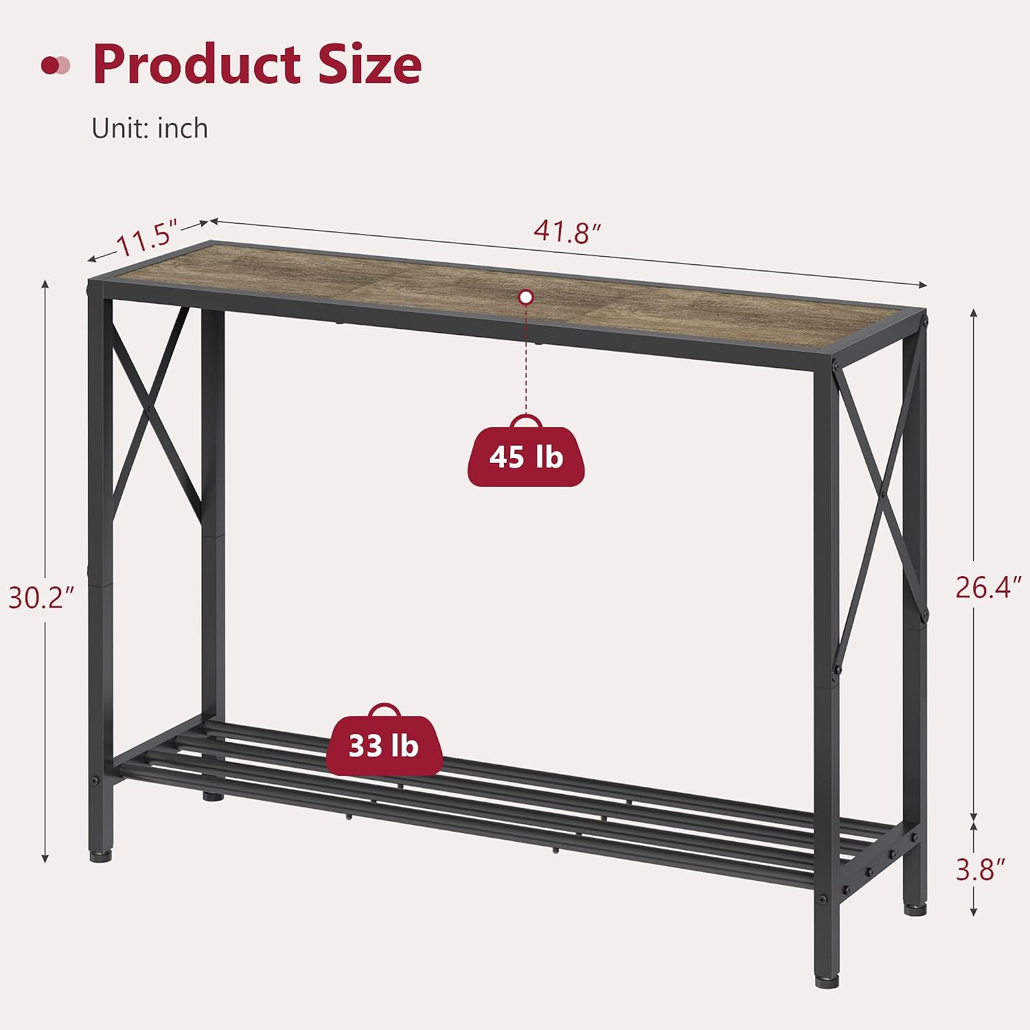 Detalle de Tajsoon Console Table 41.8-Inch